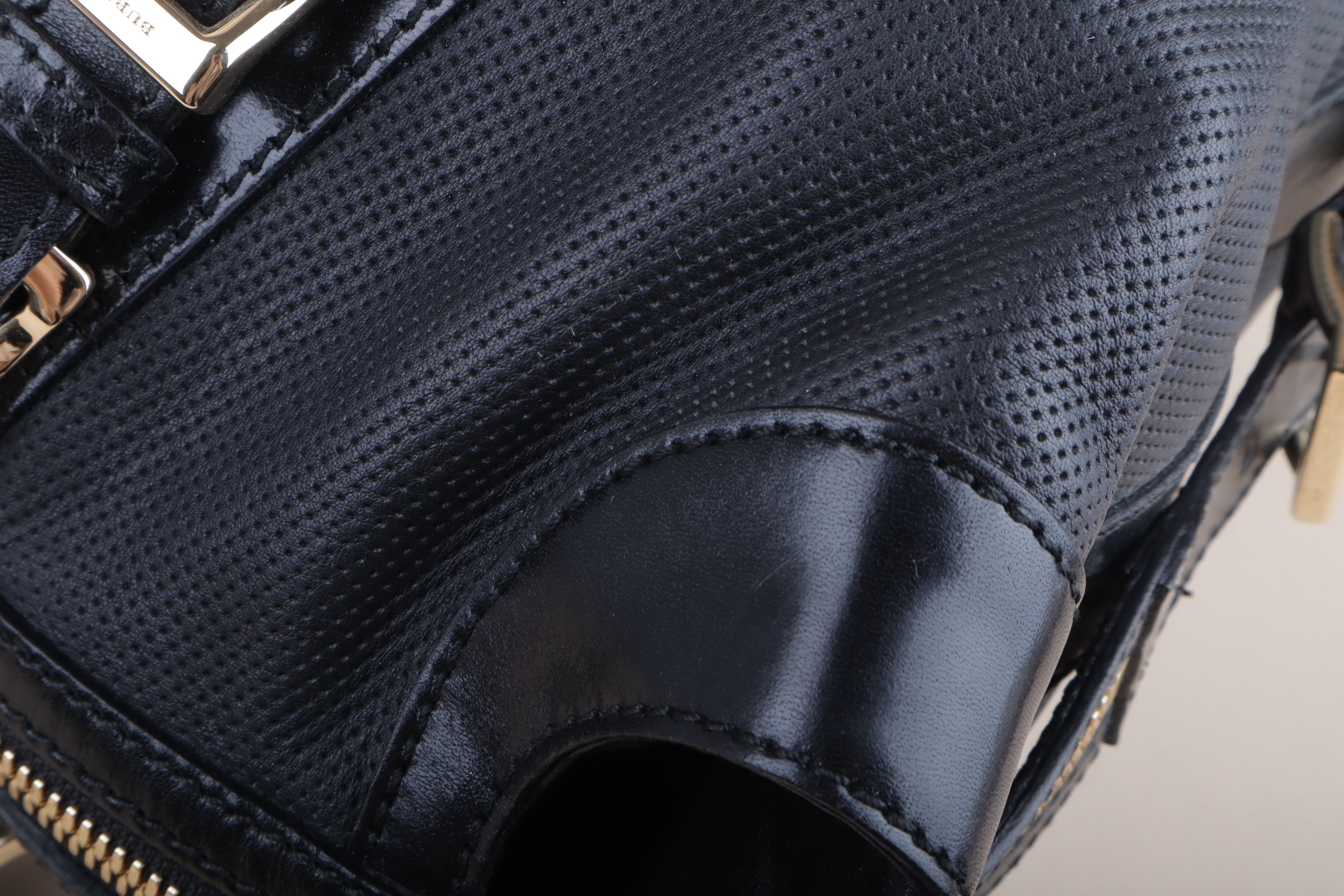 Burberry Black Ellers Satchel Beat Check Tote Bag
