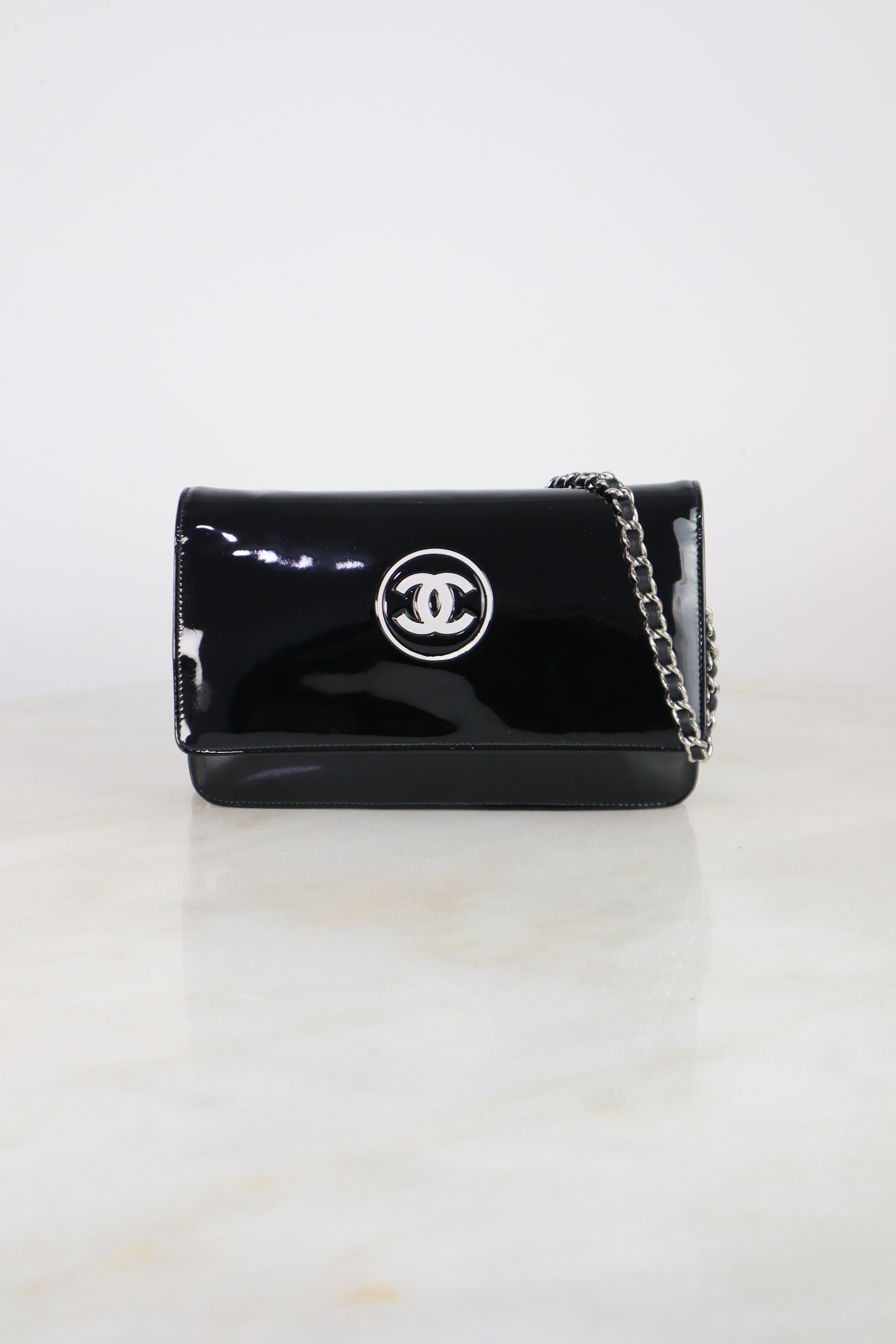 Chanel Black CC Compact Wallet on Chain