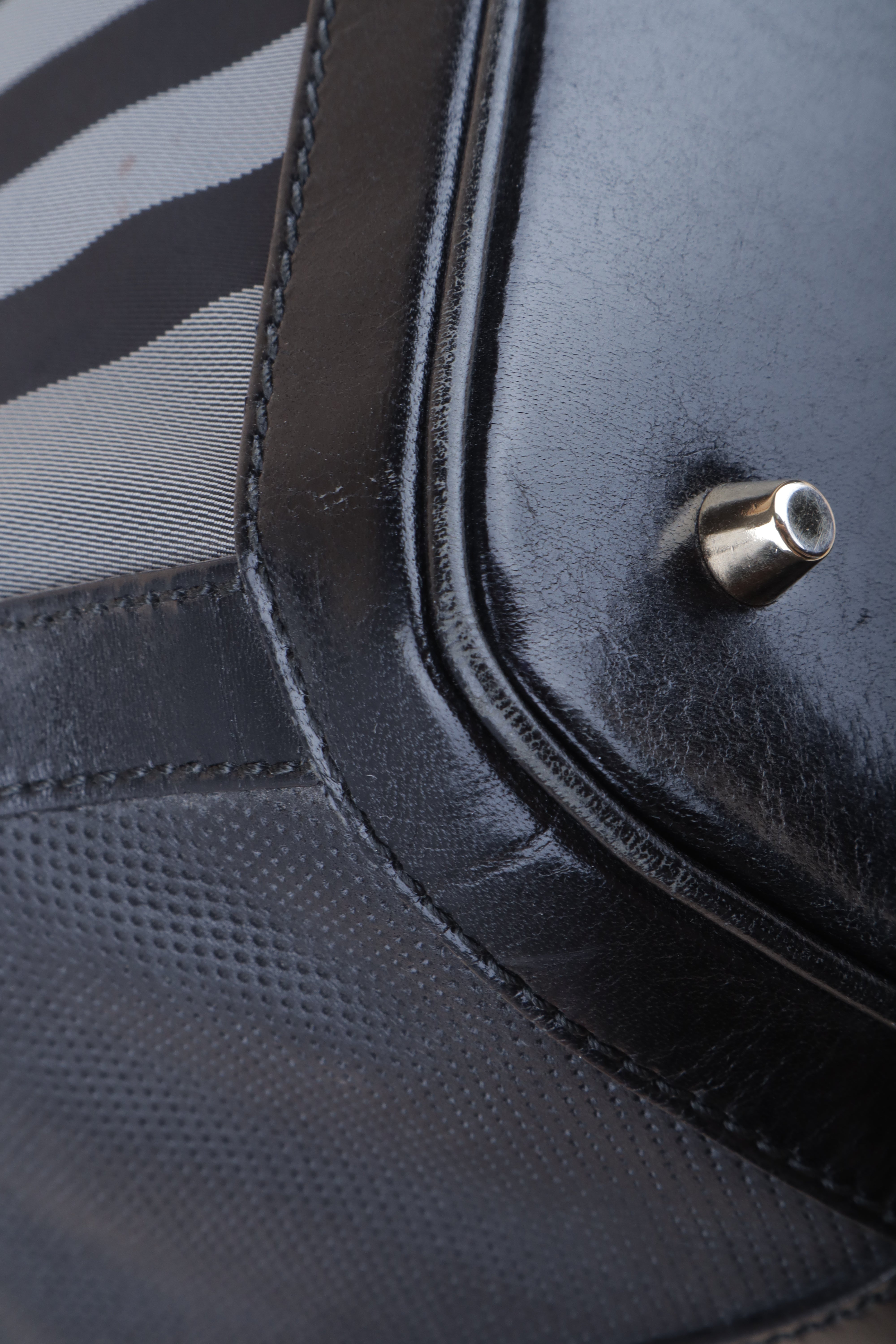 Burberry Black Ellers Satchel Beat Check Tote Bag