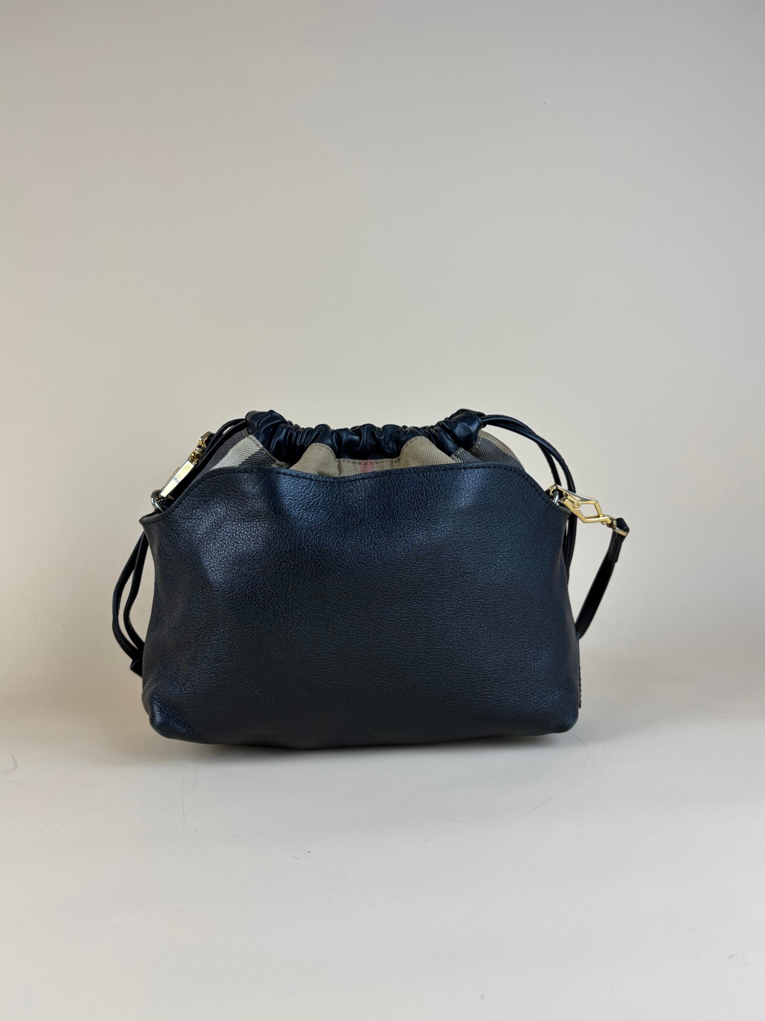 Burberry Black Little Crush Leather House Check Crossbody Bag