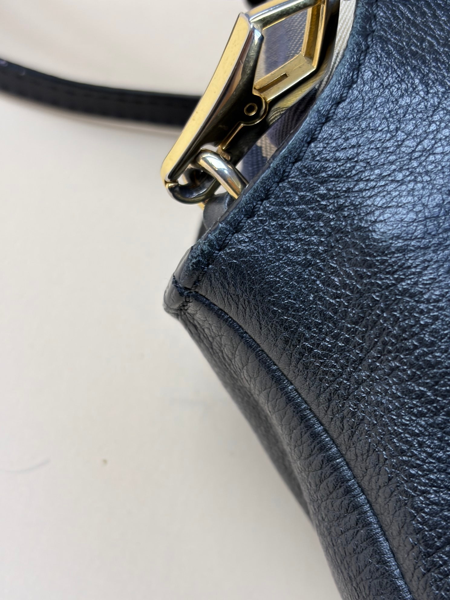 Burberry Black Little Crush Leather House Check Crossbody Bag