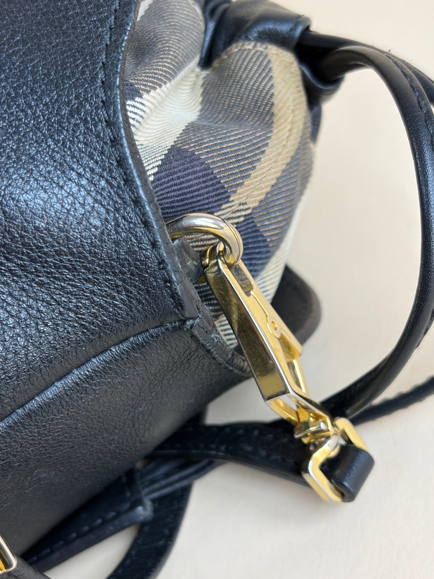 Burberry Black Little Crush Leather House Check Crossbody Bag