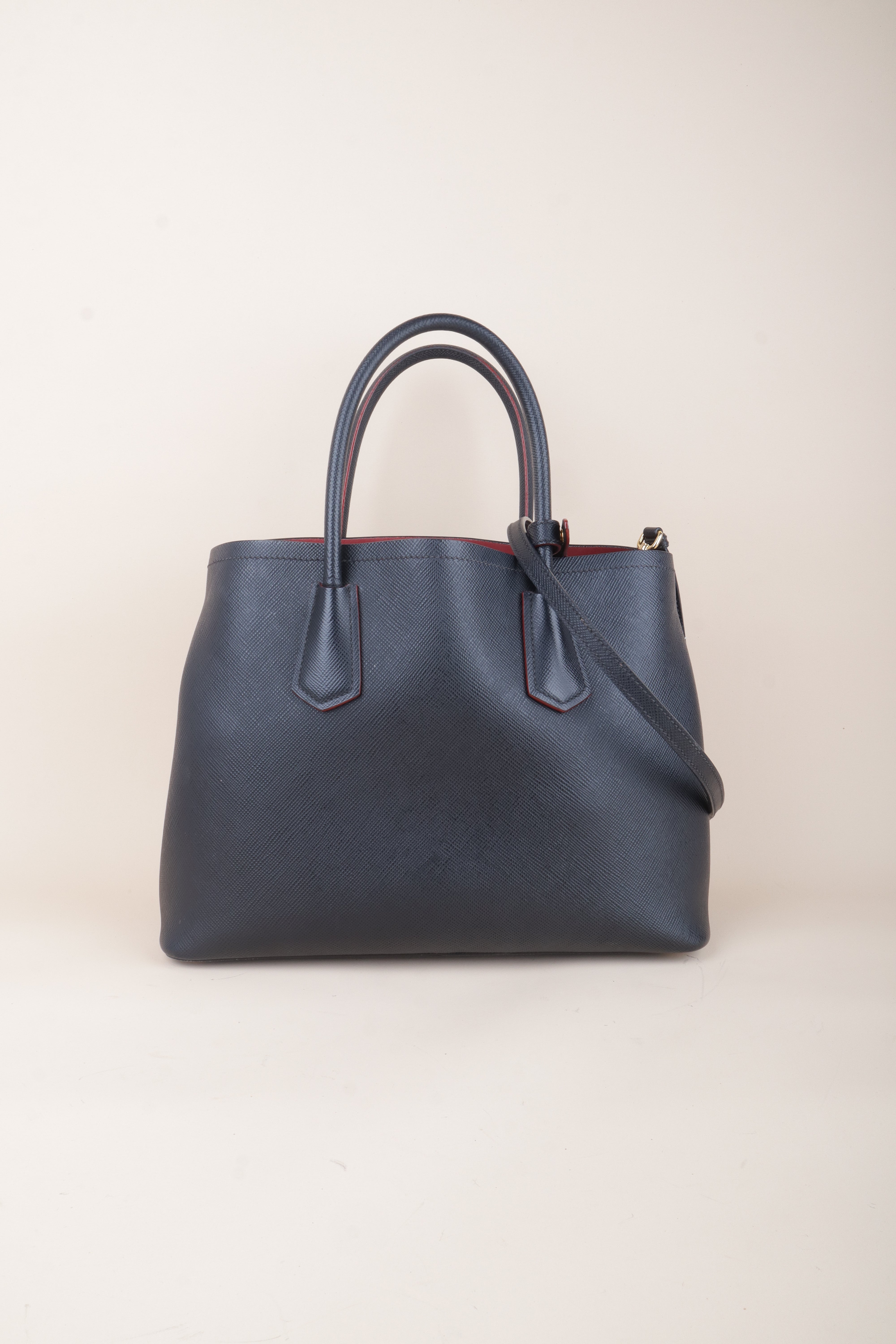 PRADA medium double black tote bag