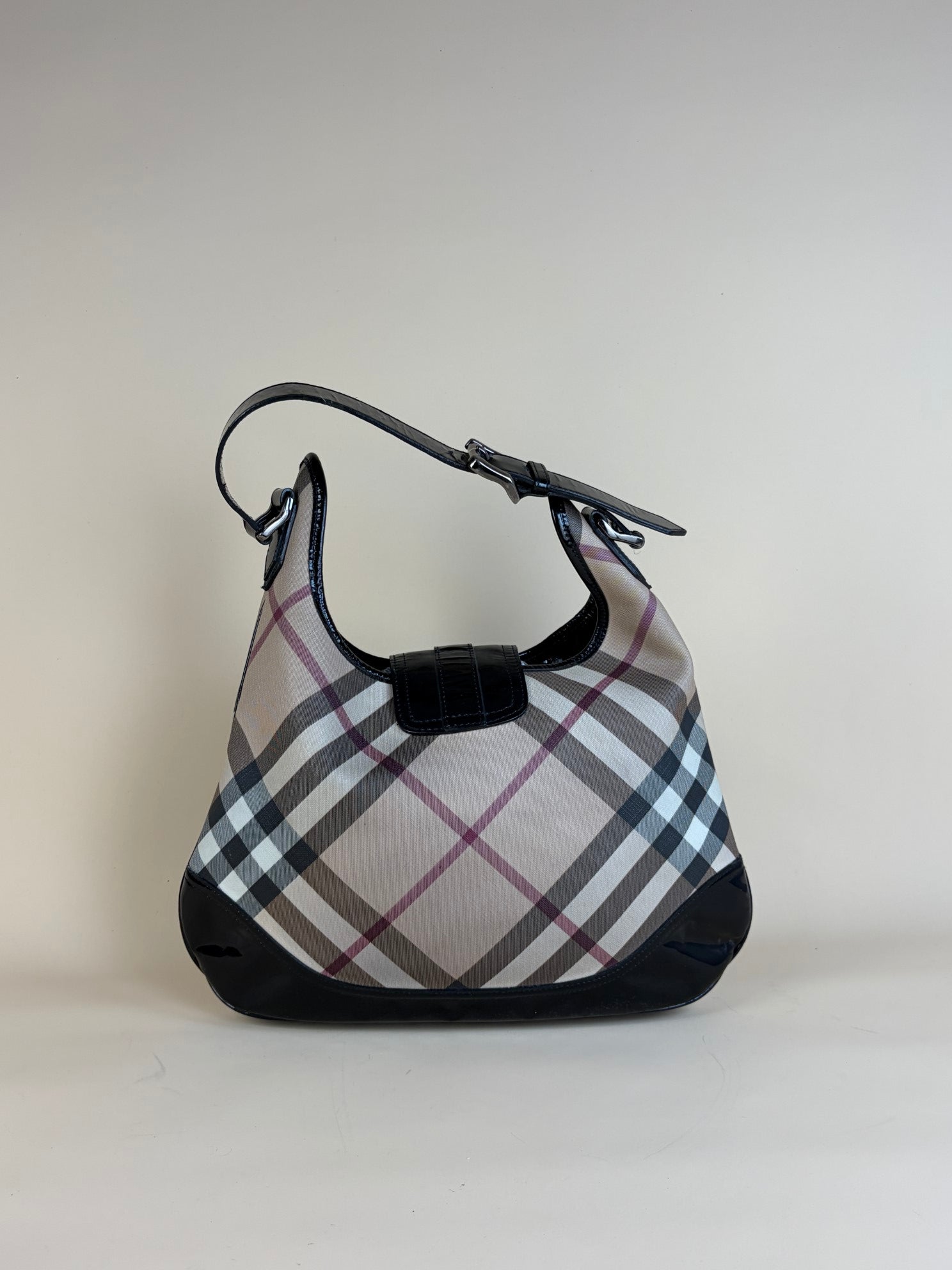 Burberry Black Check Brock Hobo Bag