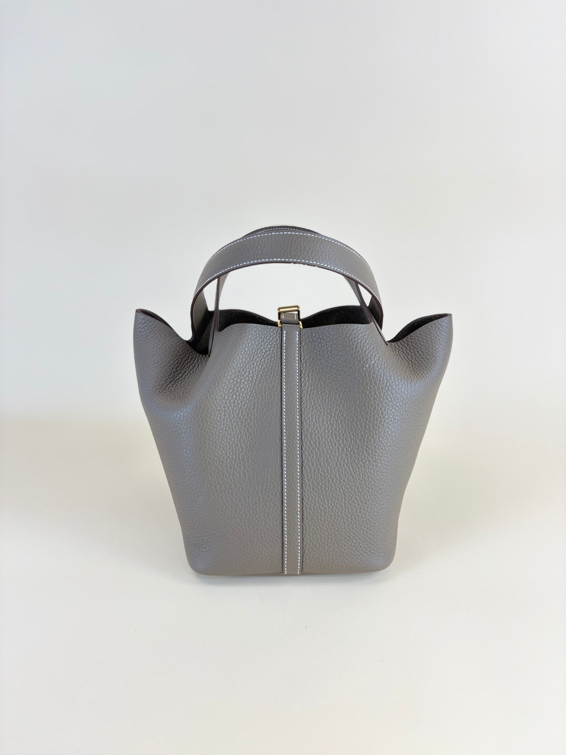 Hermes etoupe taunillon Clemence  Picot in Lock 22 Bag