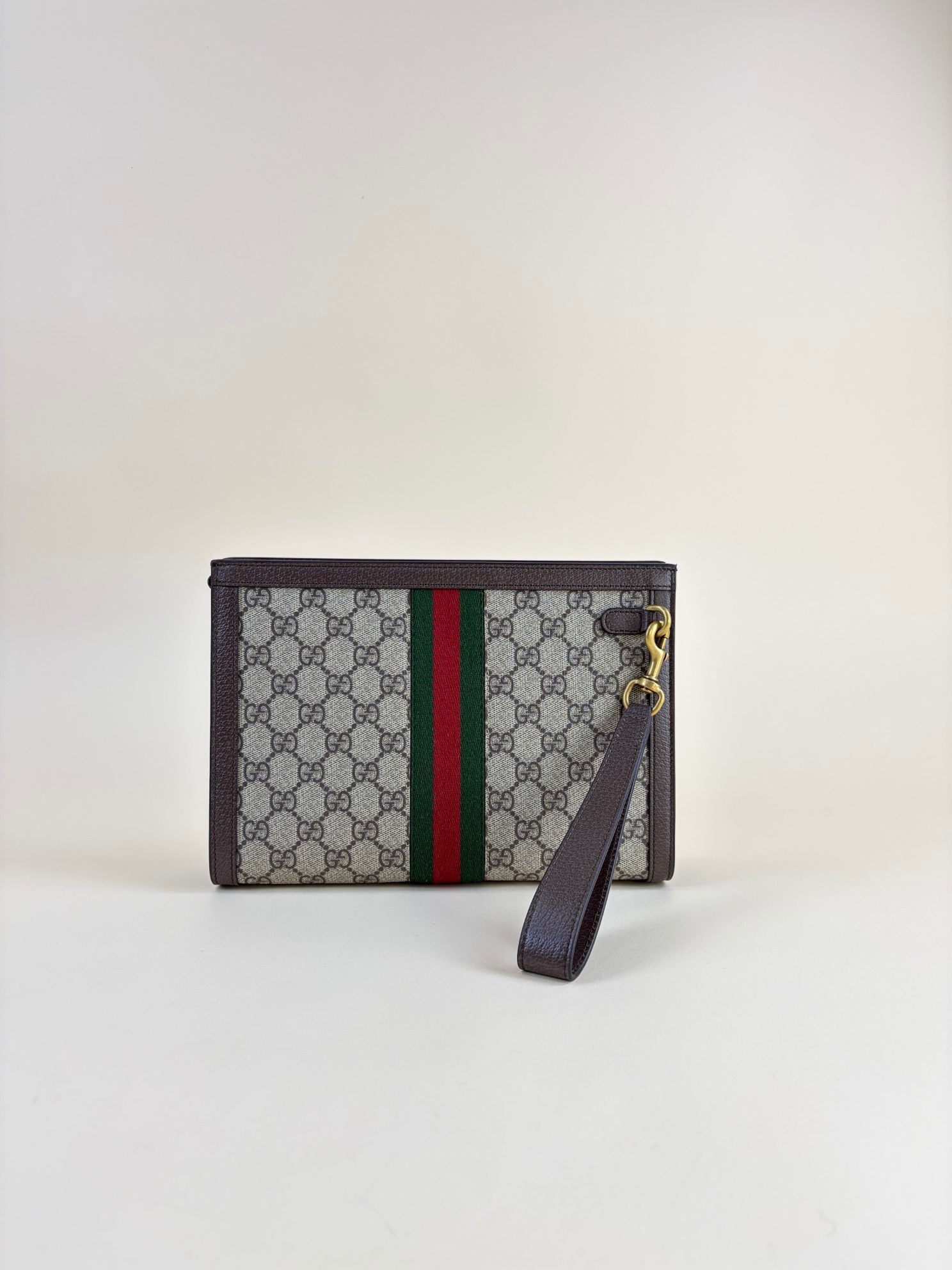 Gucci Ebony GG Supreme Ophidia Small Pouch with Holder