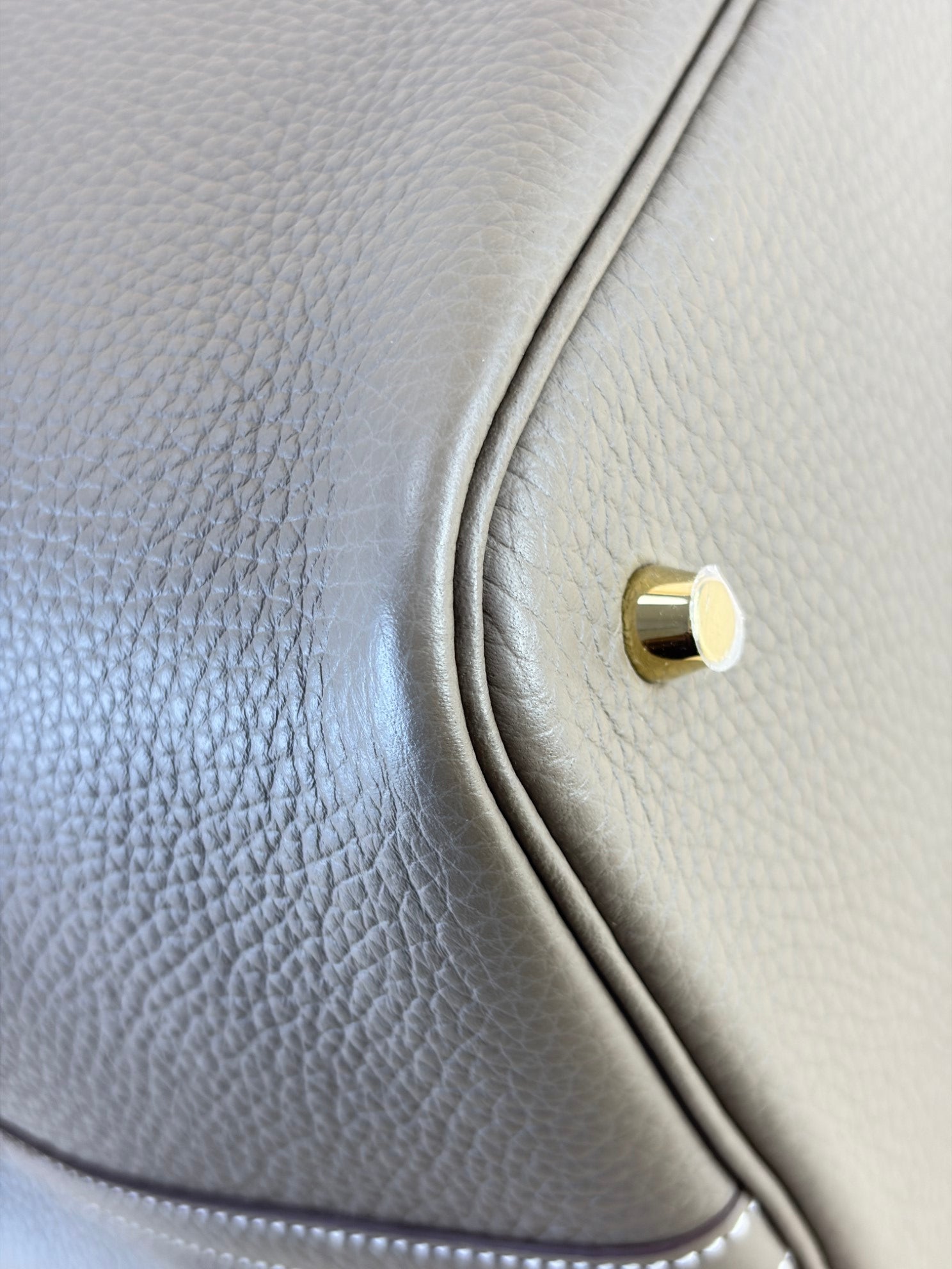 Hermes etoupe taunillon Clemence  Picot in Lock 22 Bag