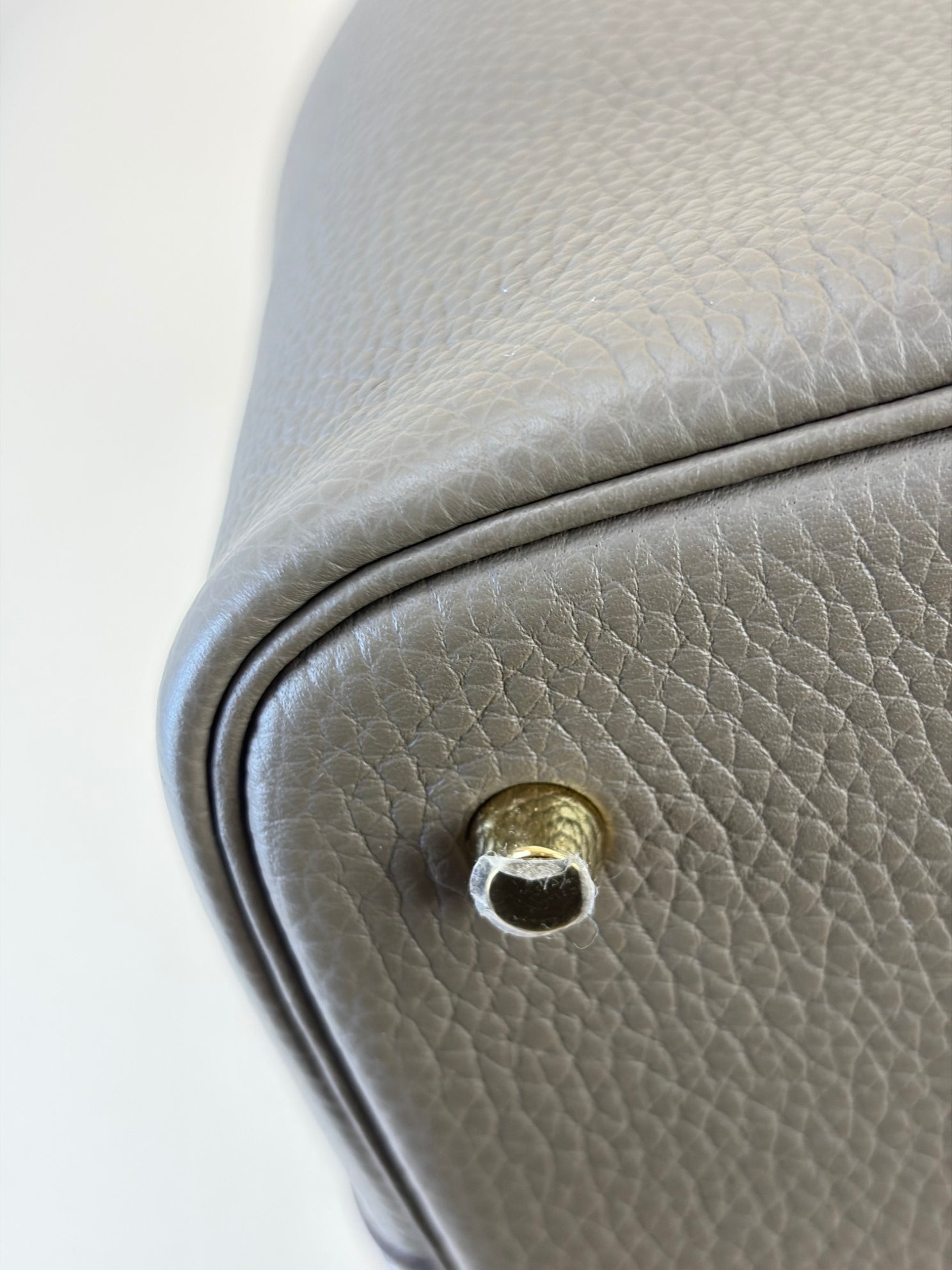 Hermes etoupe taunillon Clemence  Picot in Lock 22 Bag
