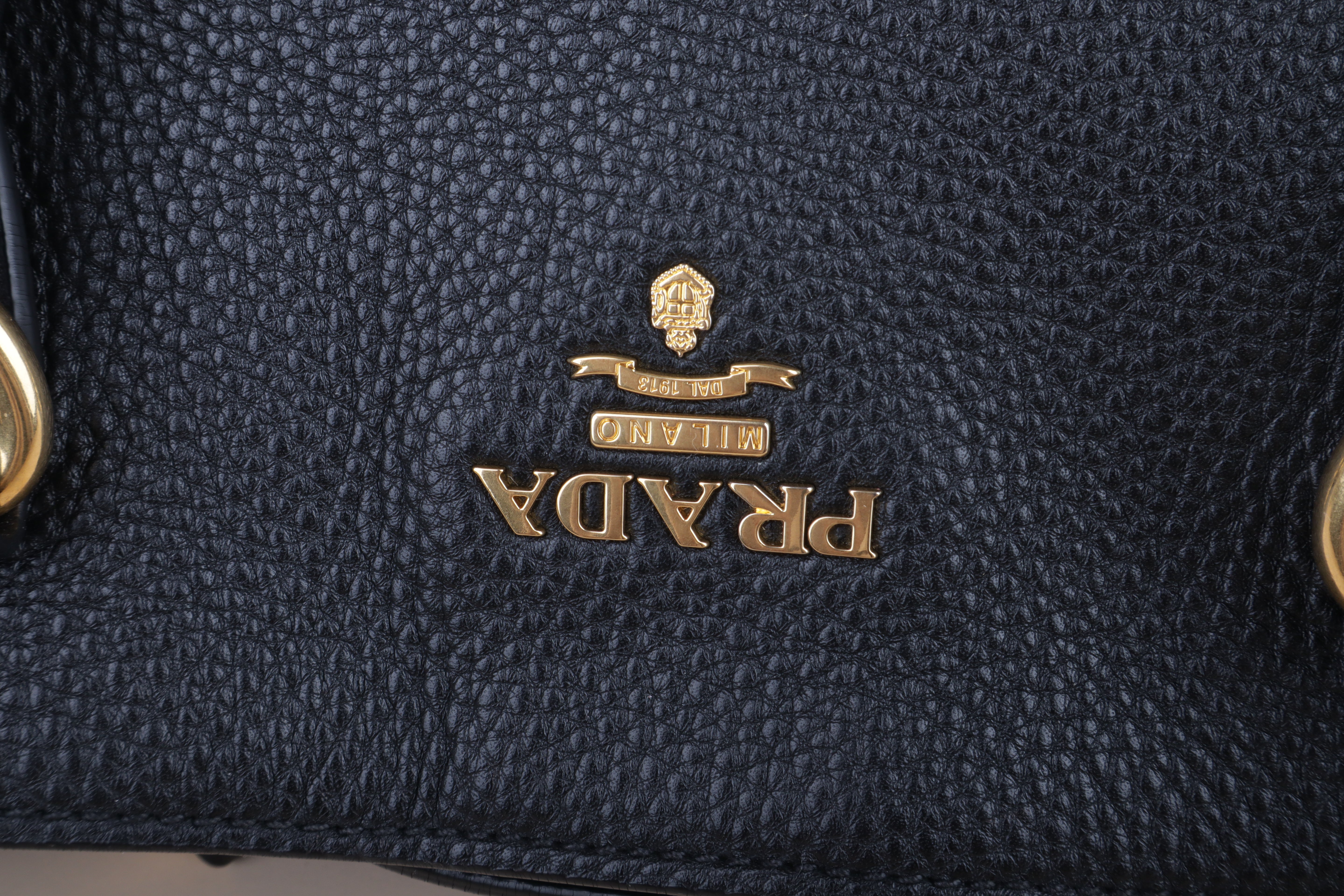 Prada side zip black vitello danio large tote bag