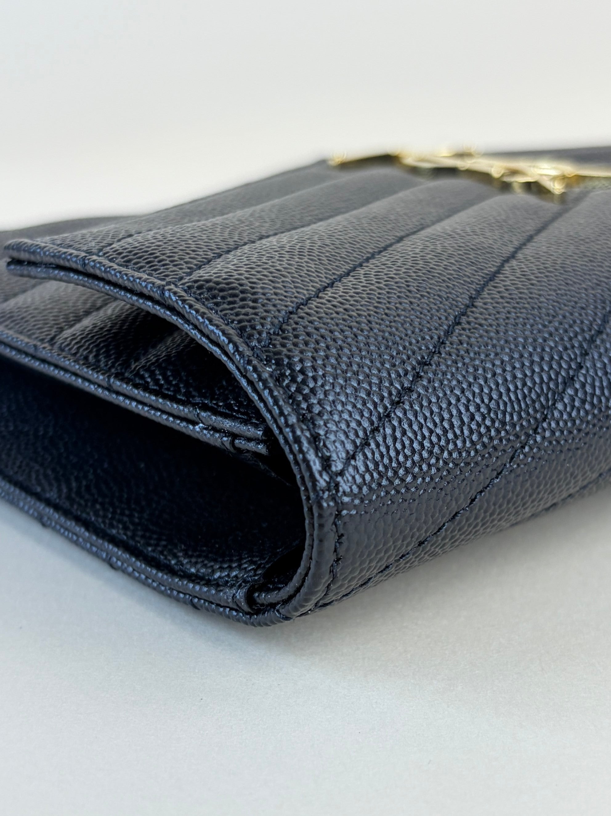 ysl black grain de pouch leather Cassandre matelassé flap
