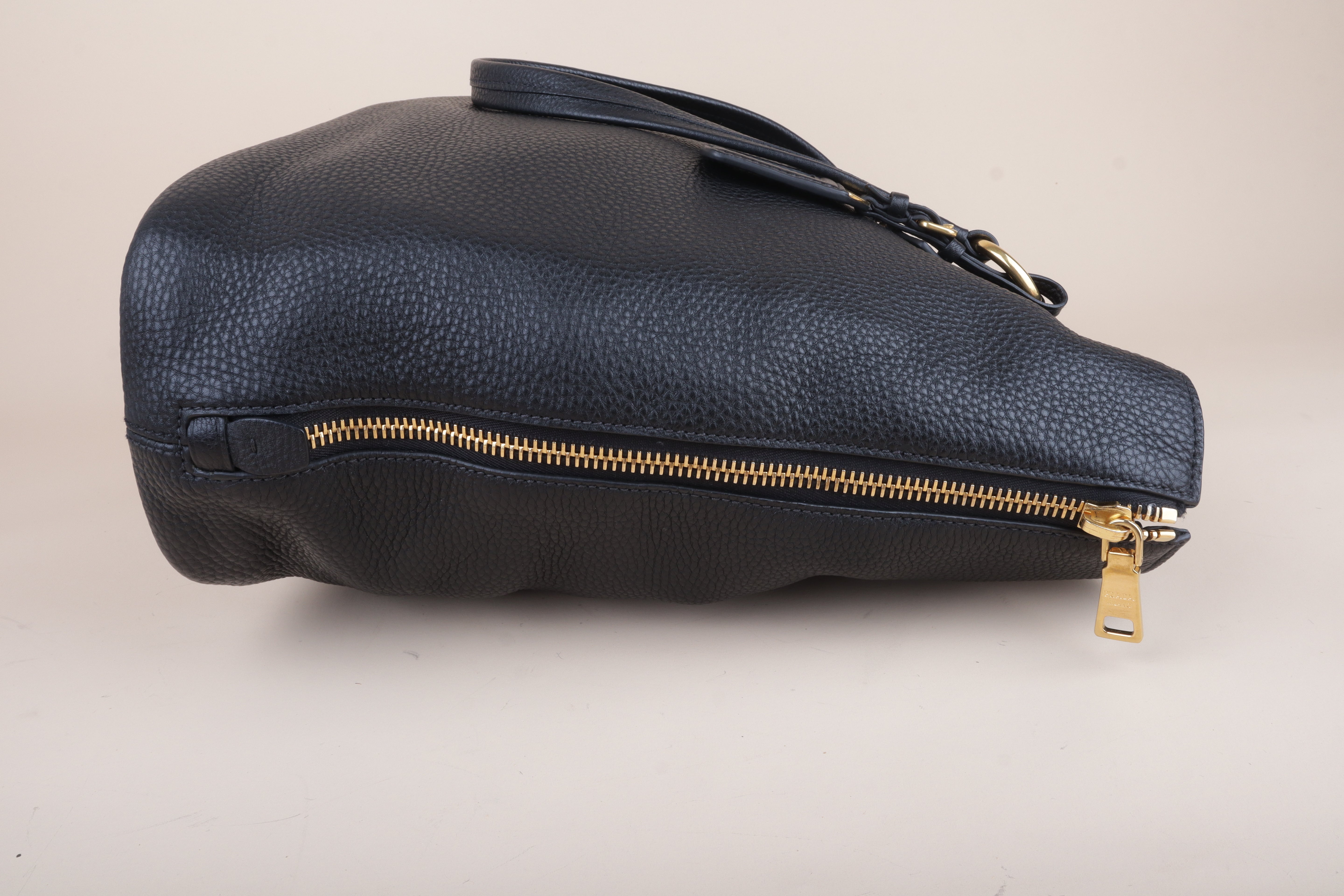 Prada side zip black vitello danio large tote bag