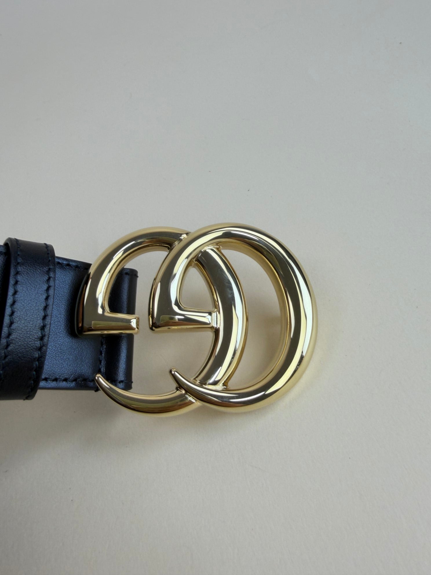 Gucci Black Double G shiny buckle wide belt