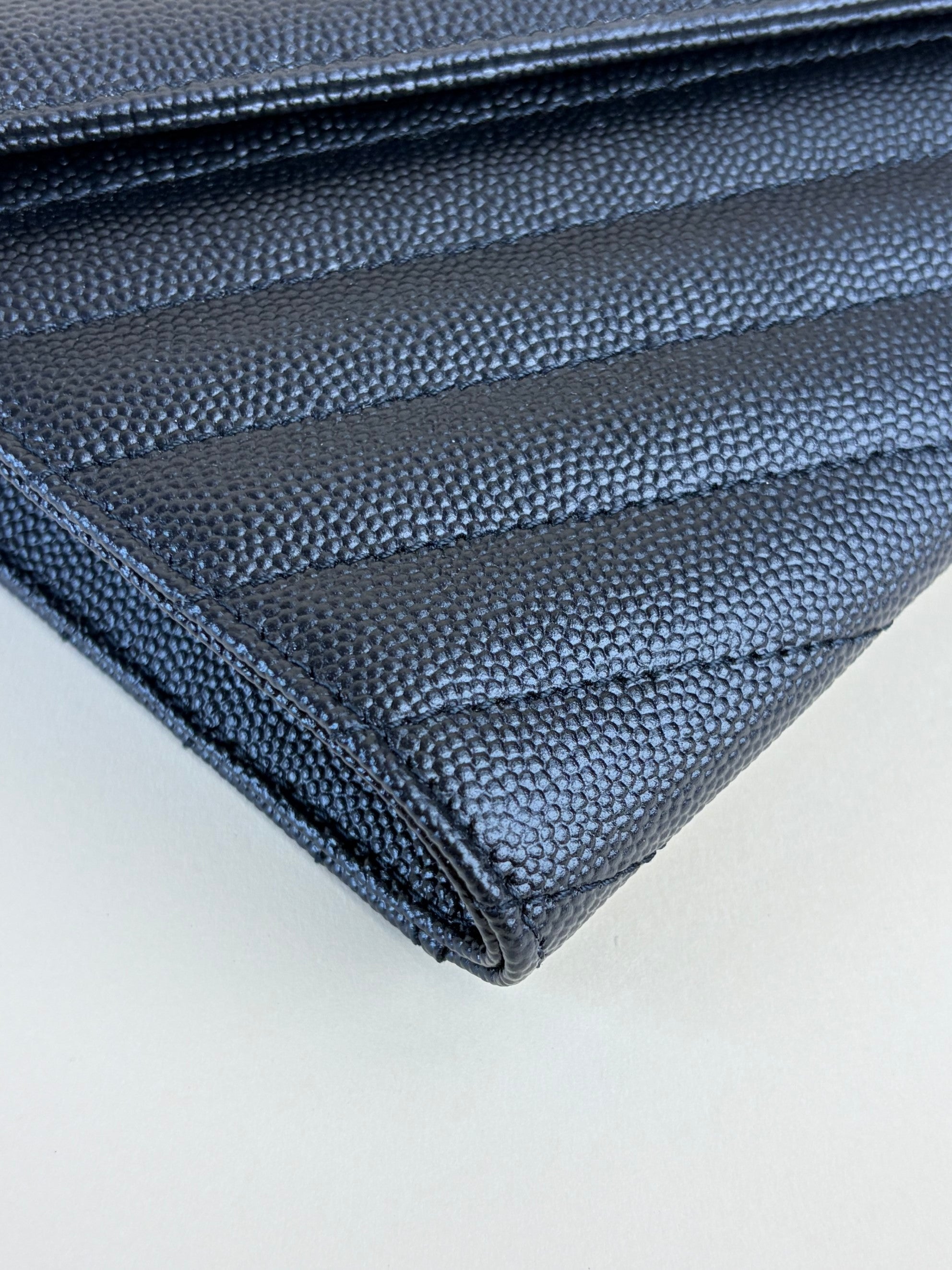 ysl black grain de pouch leather Cassandre matelassé flap