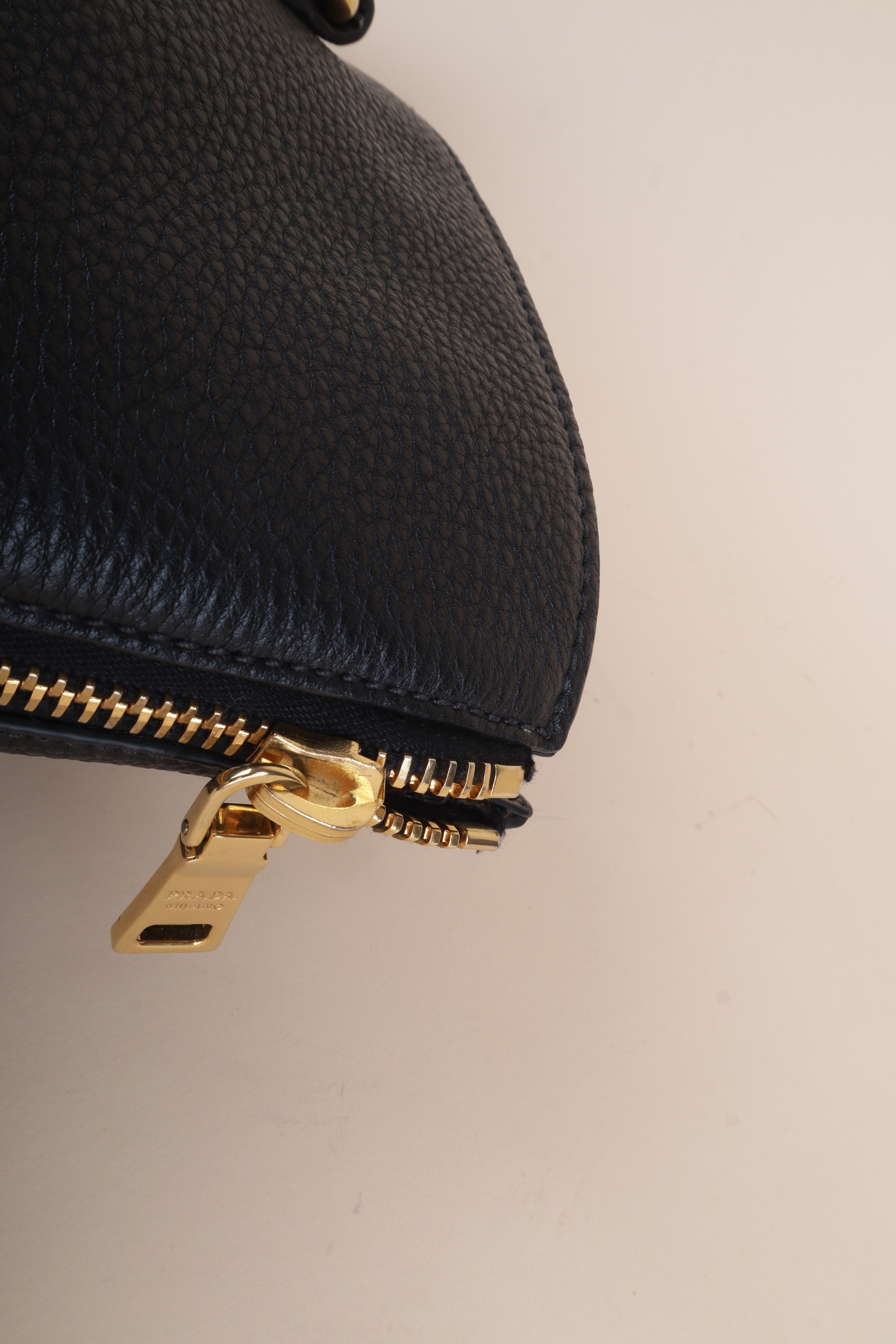 Prada side zip black vitello danio large tote bag