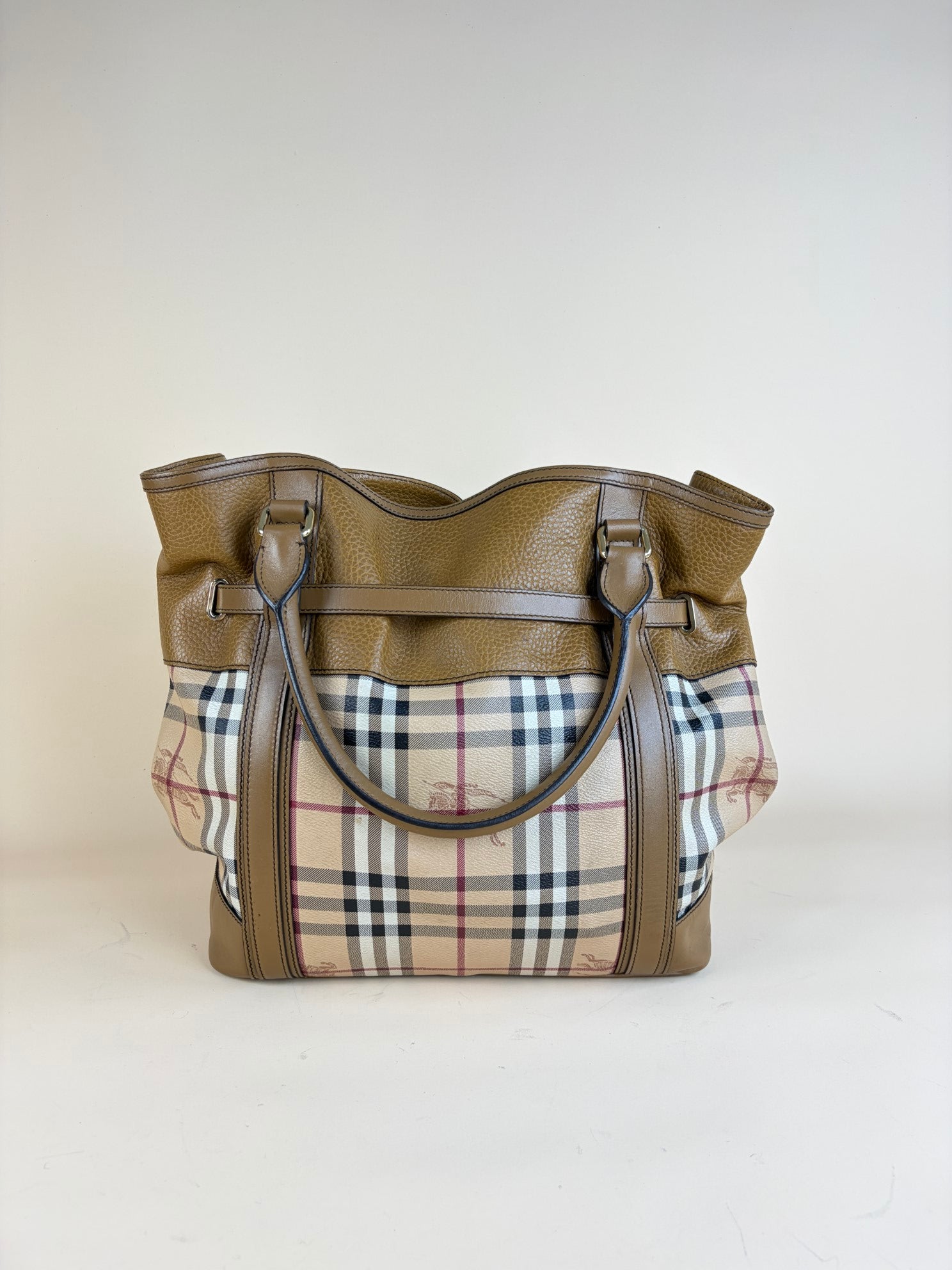 Burberry Beige Golderton Haymarket Tote Bag