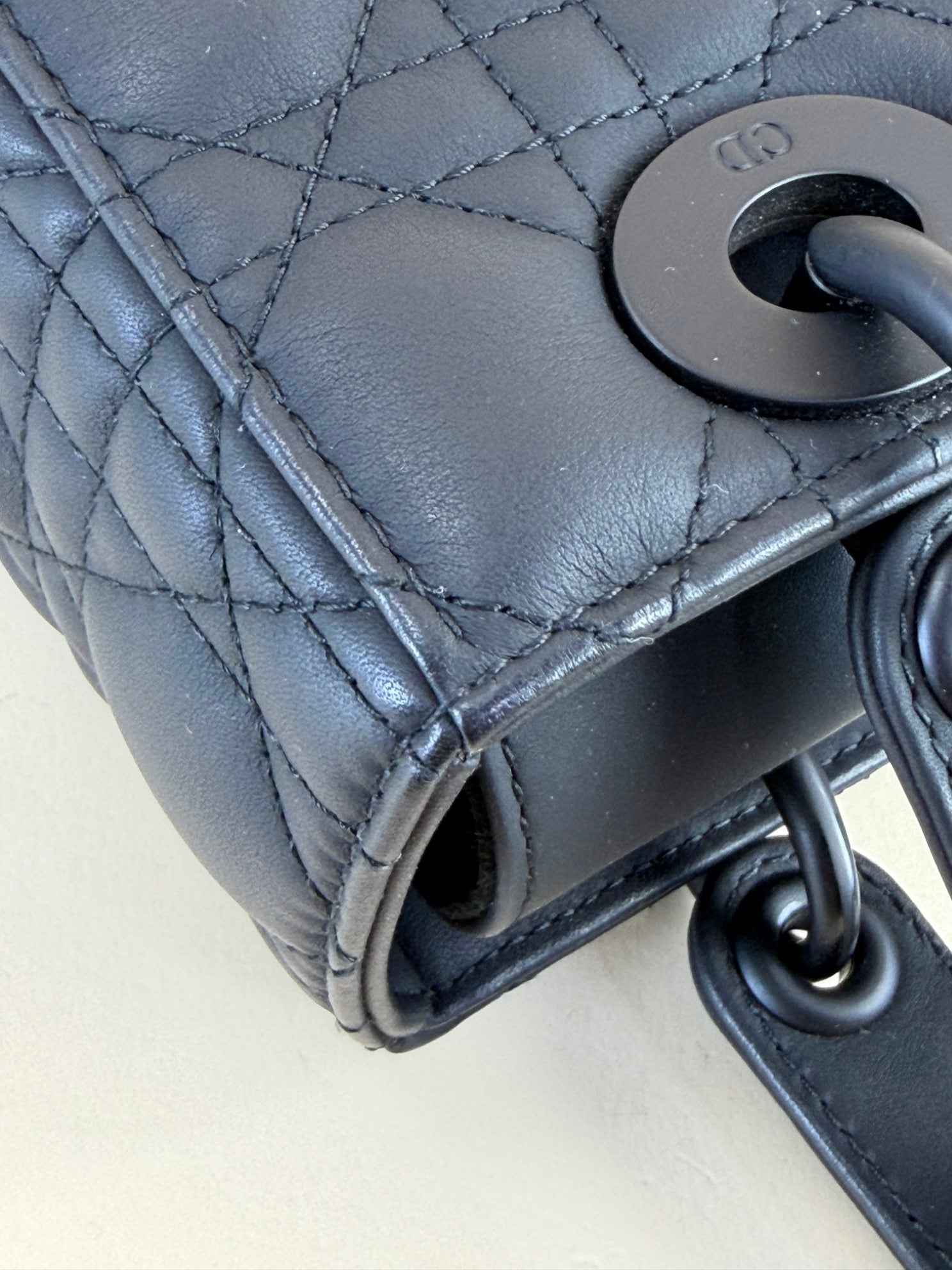 Christian Dior Black Ultramatte Lady Dior Small ABCDIOR bag