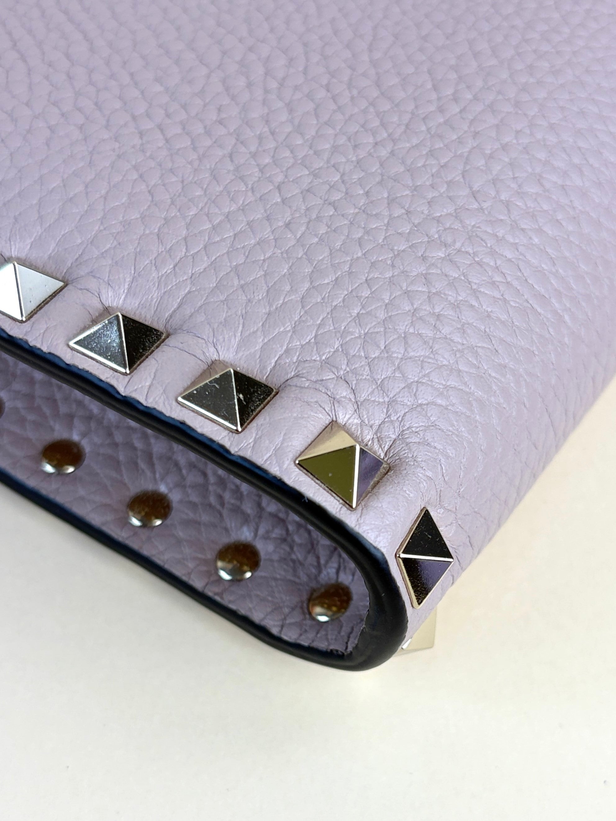 Valentino euro nude pebbled Rock stud Zipped pouch