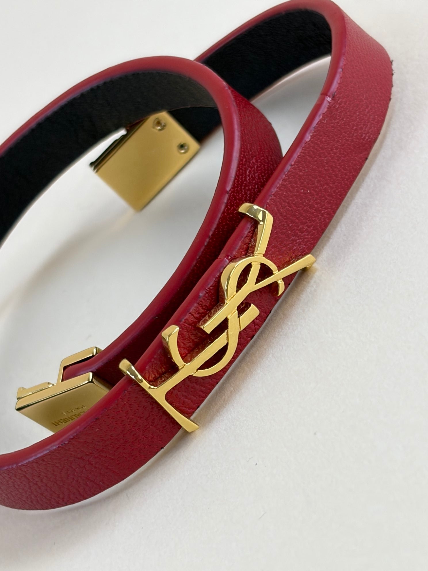 YSL Red Opyum Double Wrap Bracelet w/ Charm