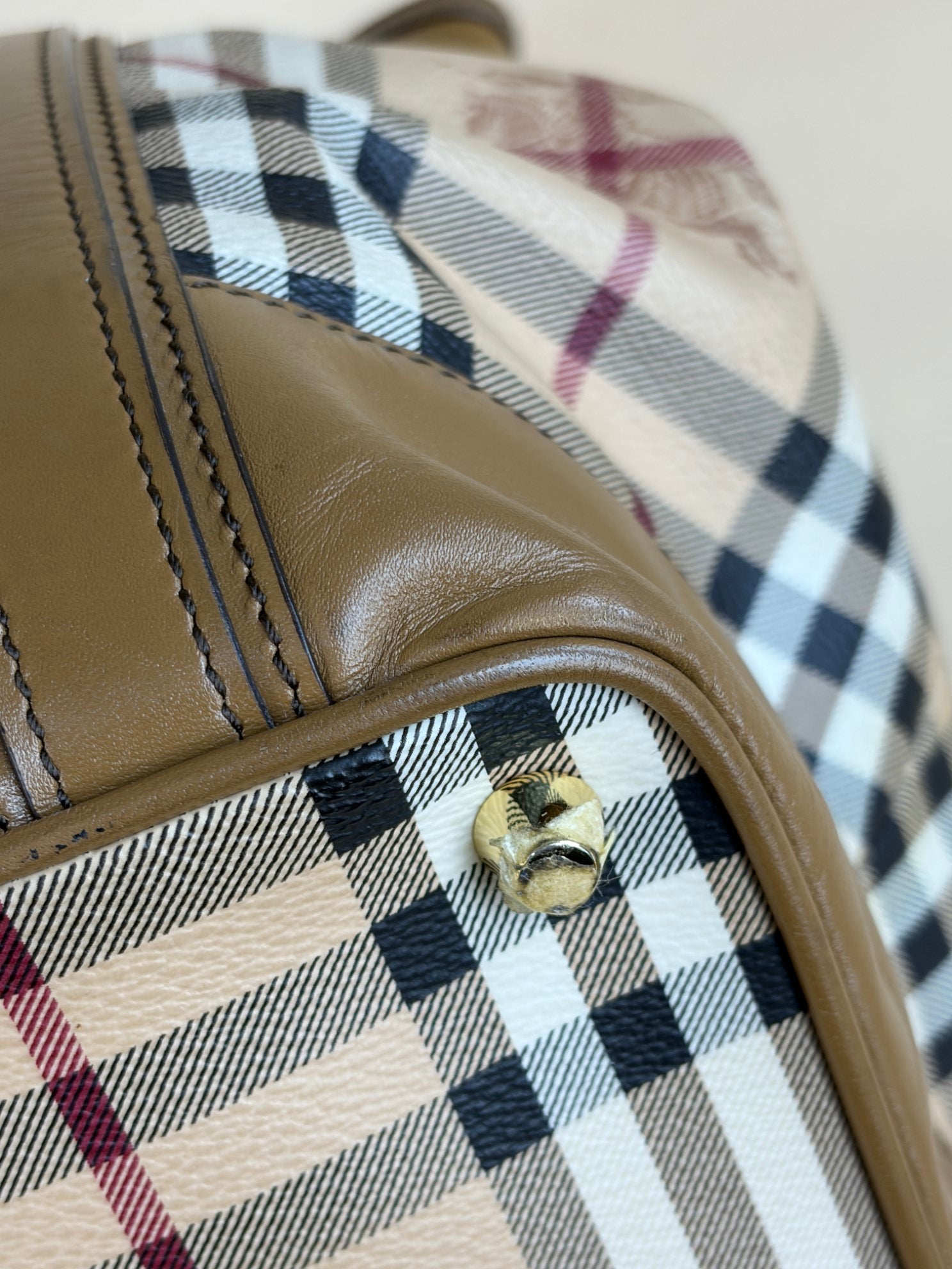 Burberry Beige Golderton Haymarket Tote Bag