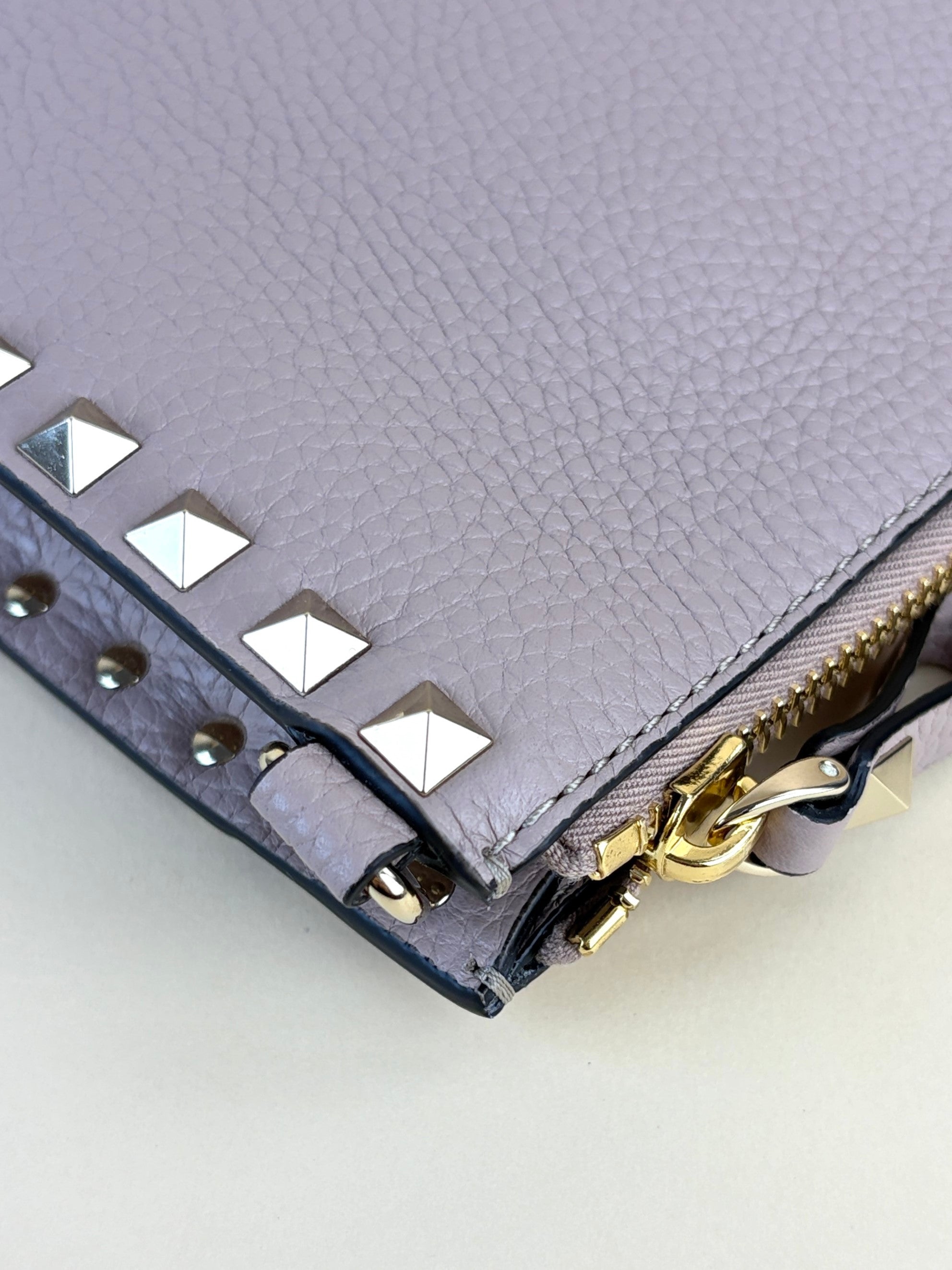 Valentino euro nude pebbled Rock stud Zipped pouch