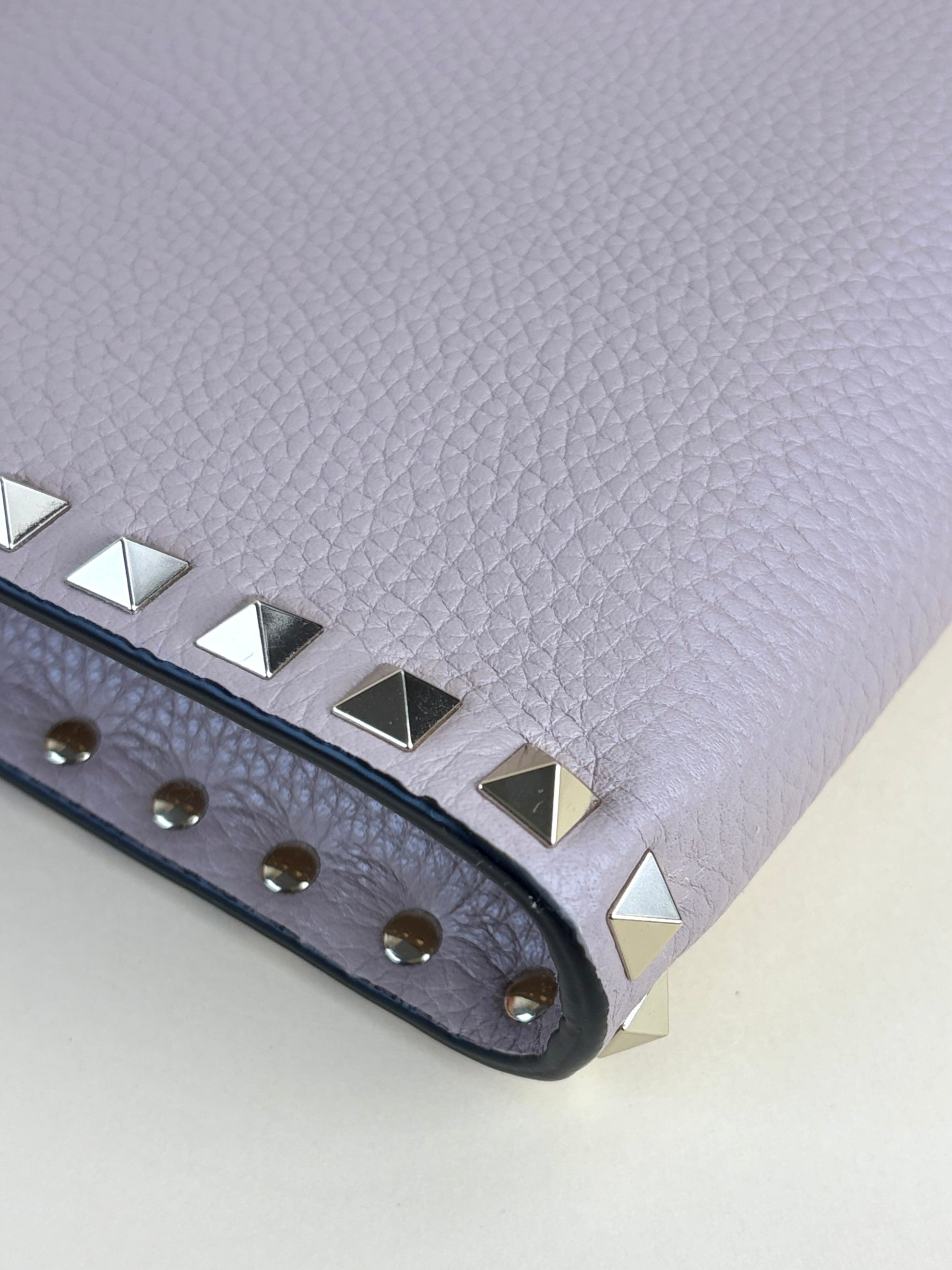 Valentino euro nude pebbled Rock stud Zipped pouch