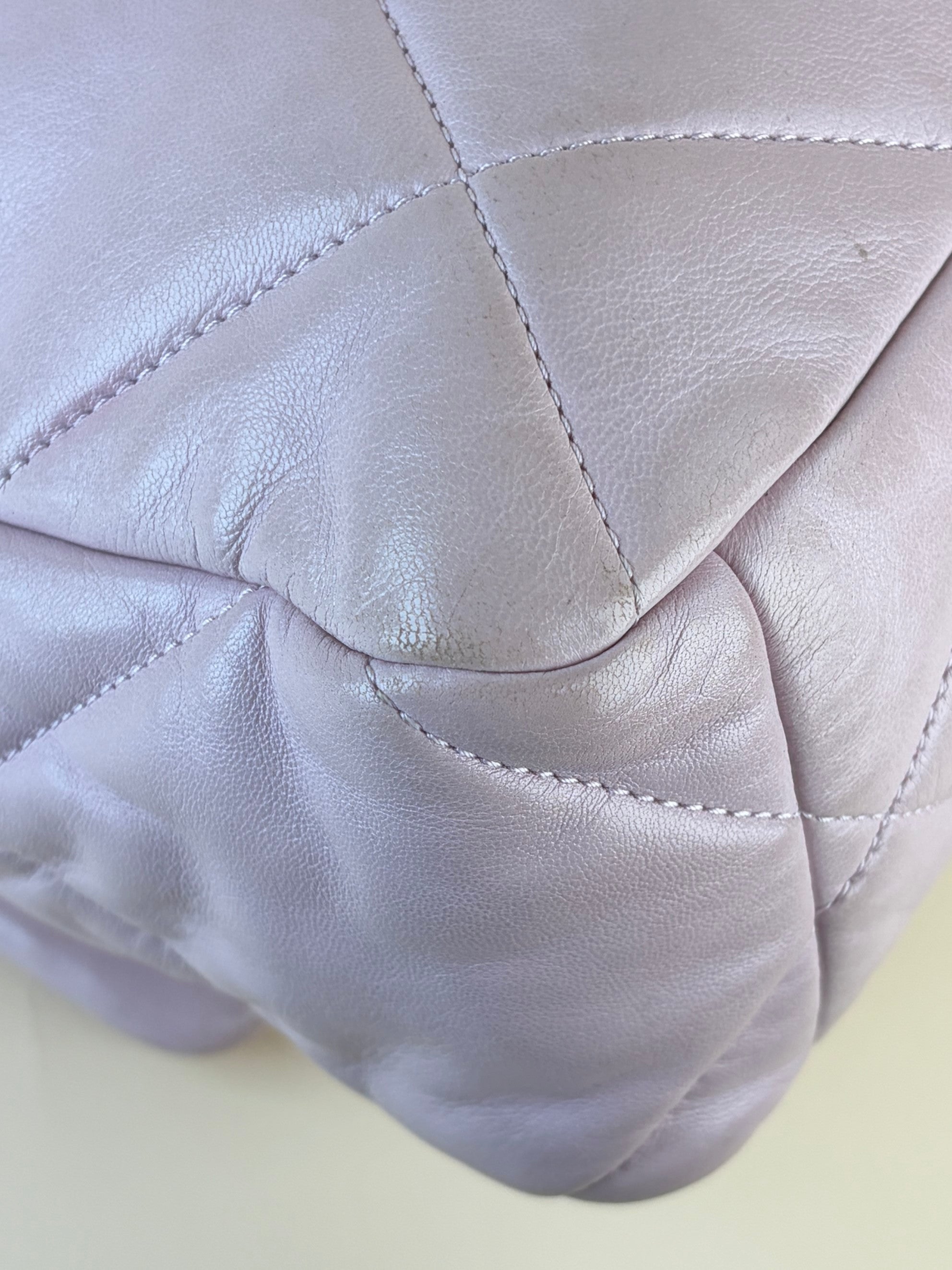 Chanel light pink lambskin quilted large Chanel 19 wallet on chain gold