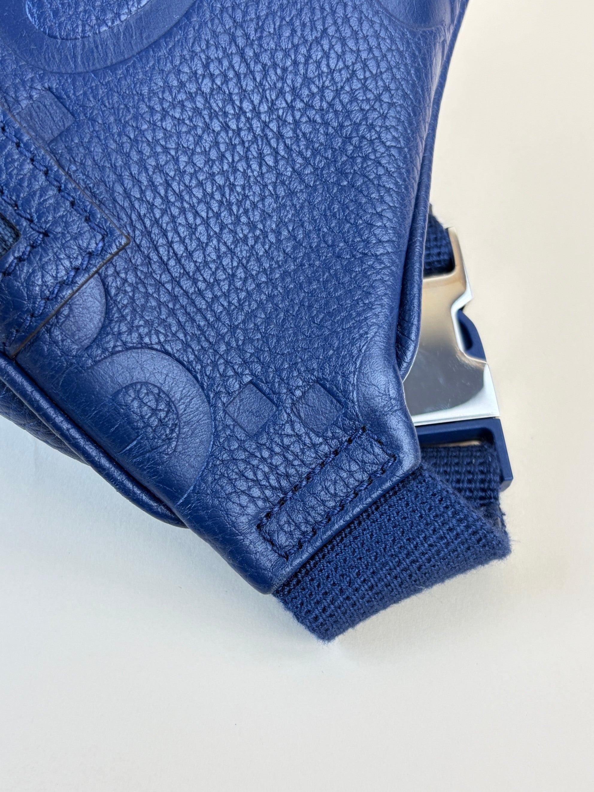 Gucci blue embossed calfskin Piombo gg pocket beltbag