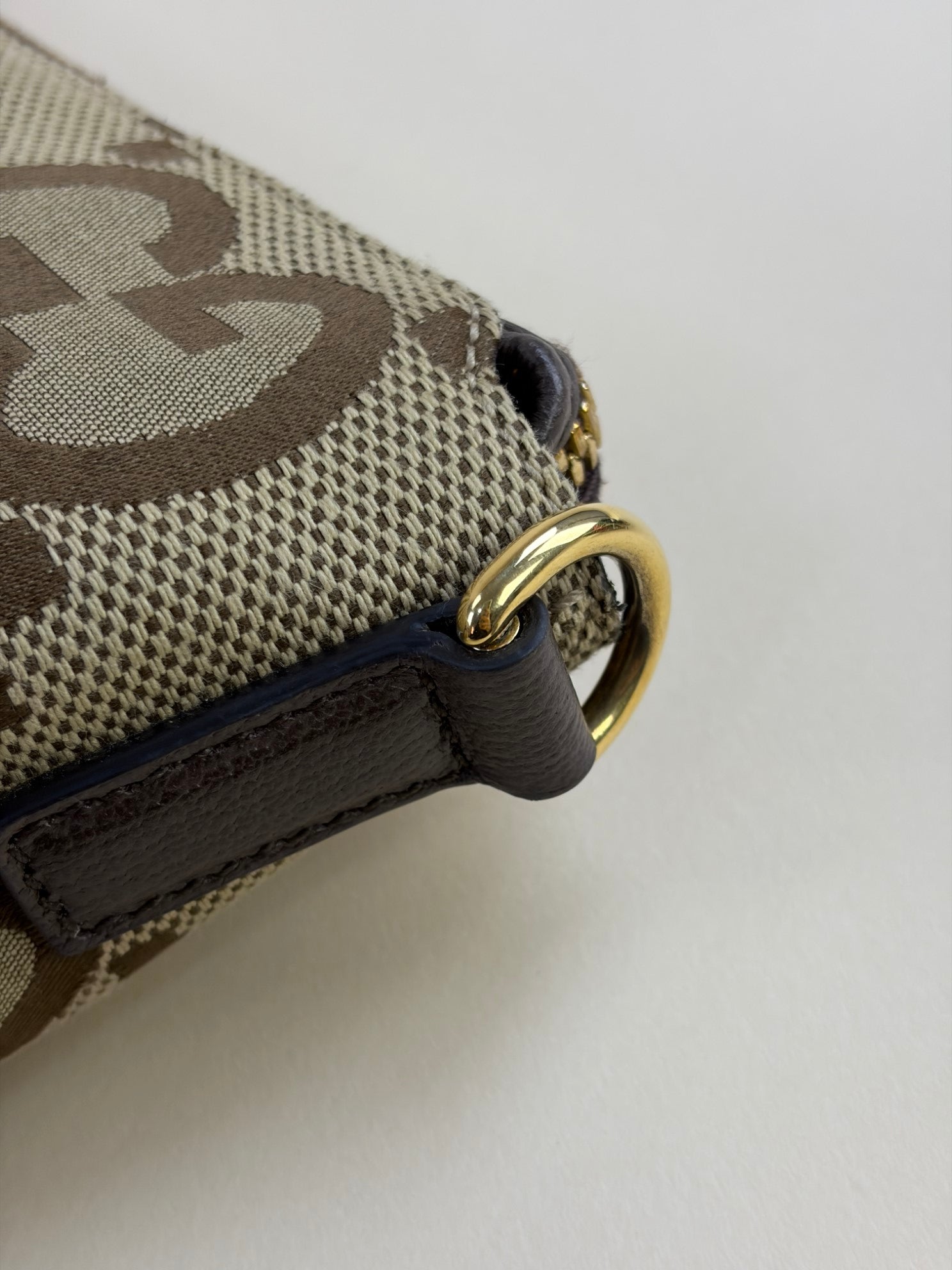 Gucci Brown GG Jumbo Wristlet Messenger Bag