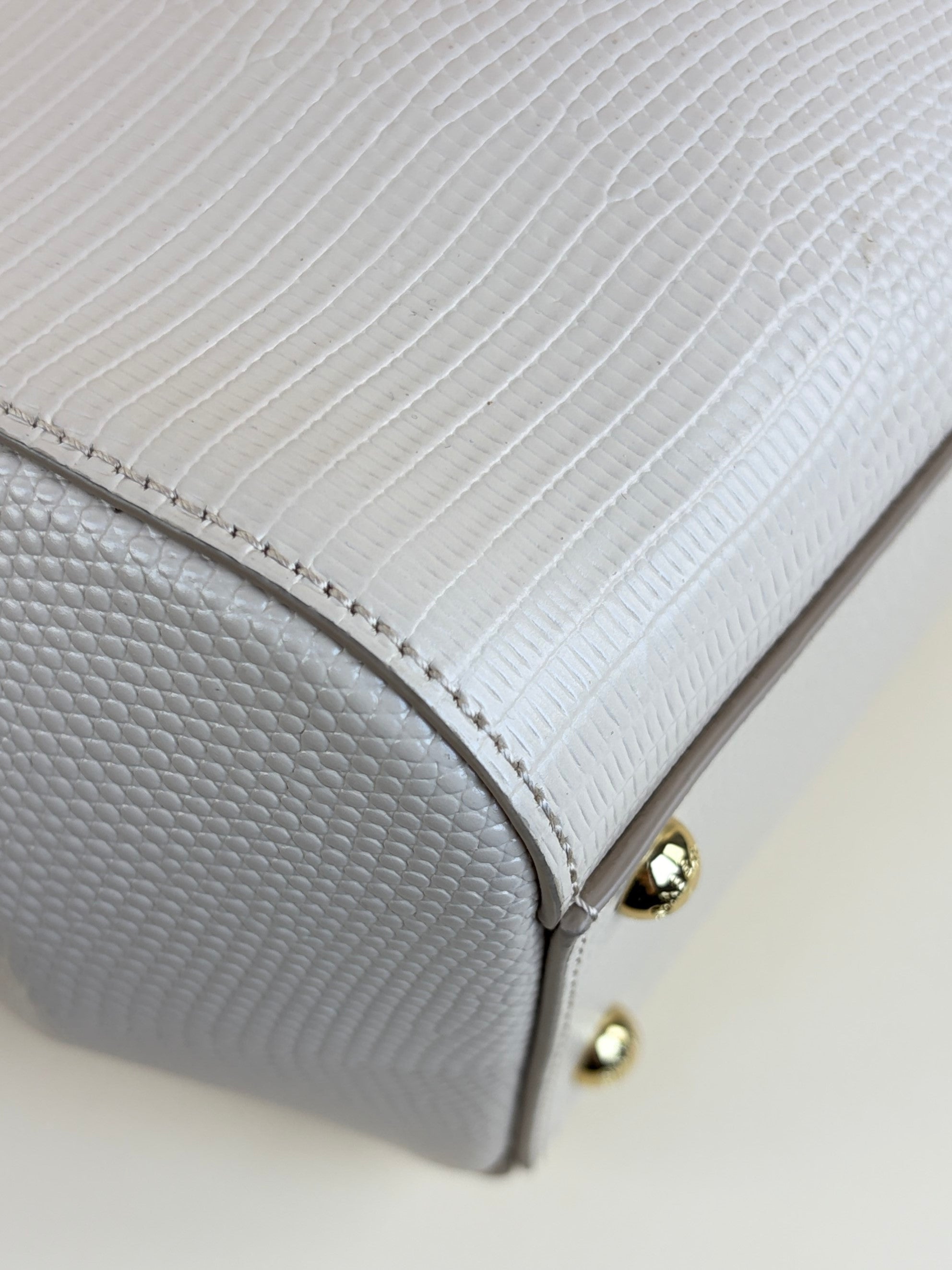 Dolce & Gabbana beige lizard embossed sicily bag with crystal DG logo medium