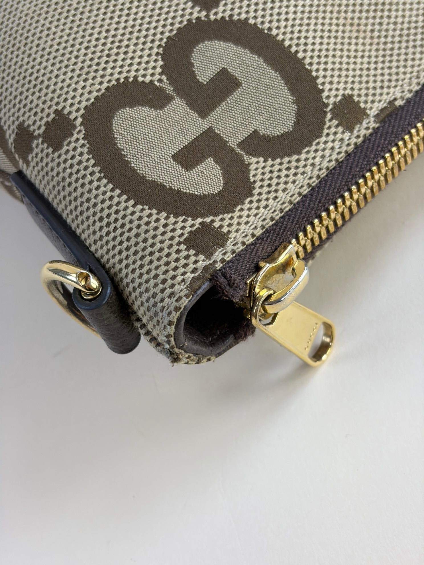 Gucci Brown GG Jumbo Wristlet Messenger Bag