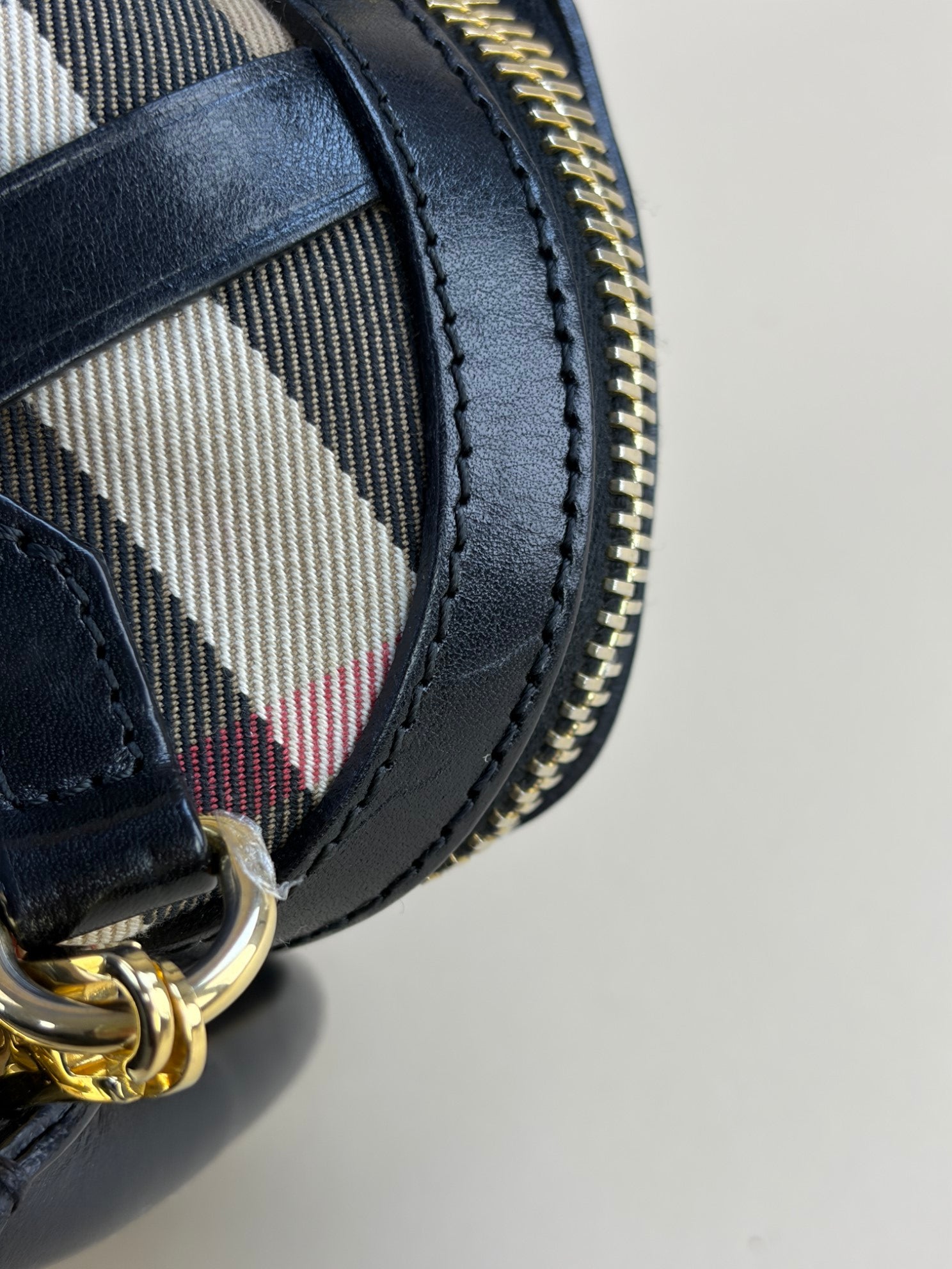 Burberry Black Small Orchard Bowling House Check Tote Bag with Strap