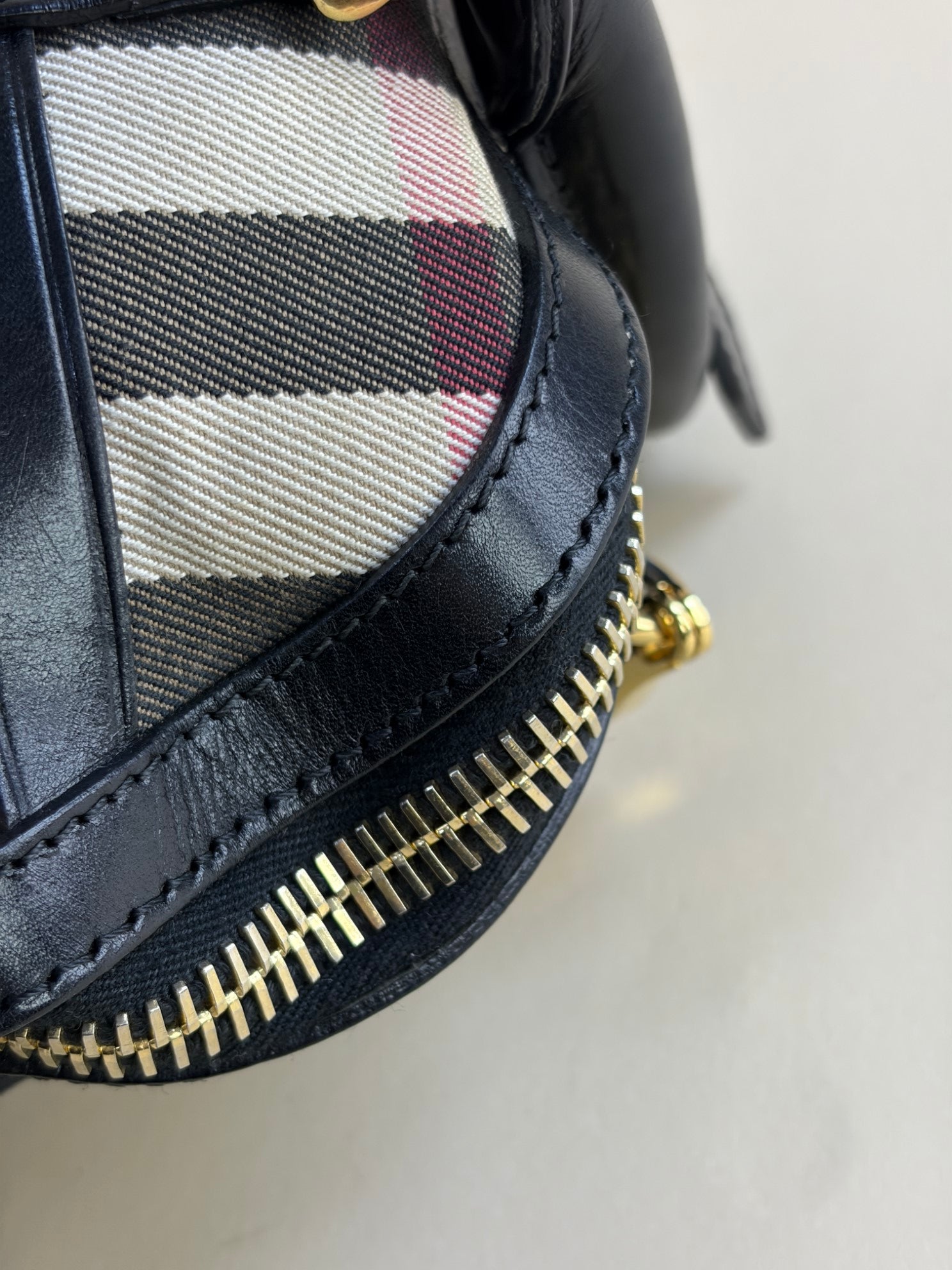 Burberry Black Small Orchard Bowling House Check Tote Bag with Strap