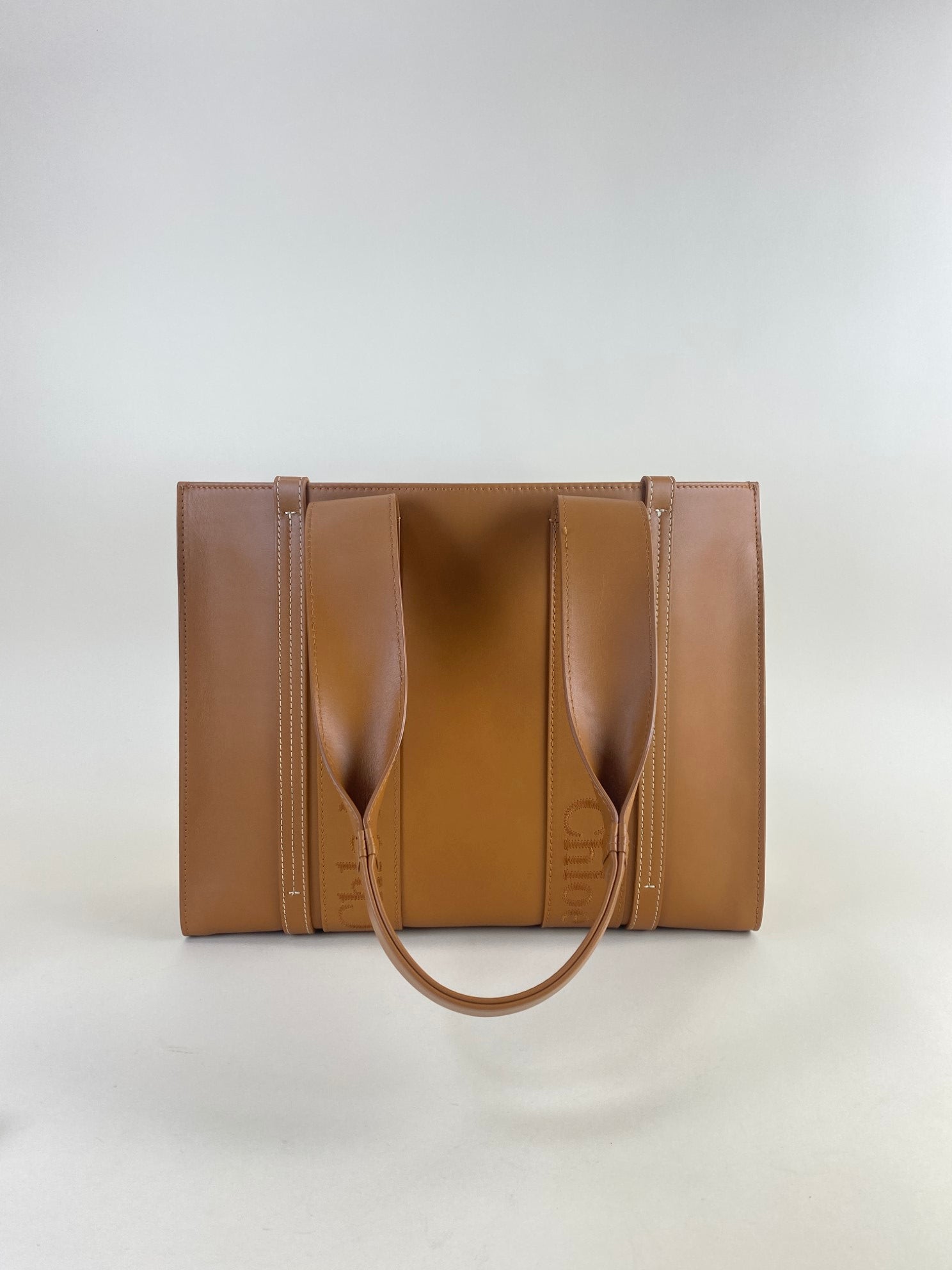 Chloe calfskin Caramel Woody medium tote bag