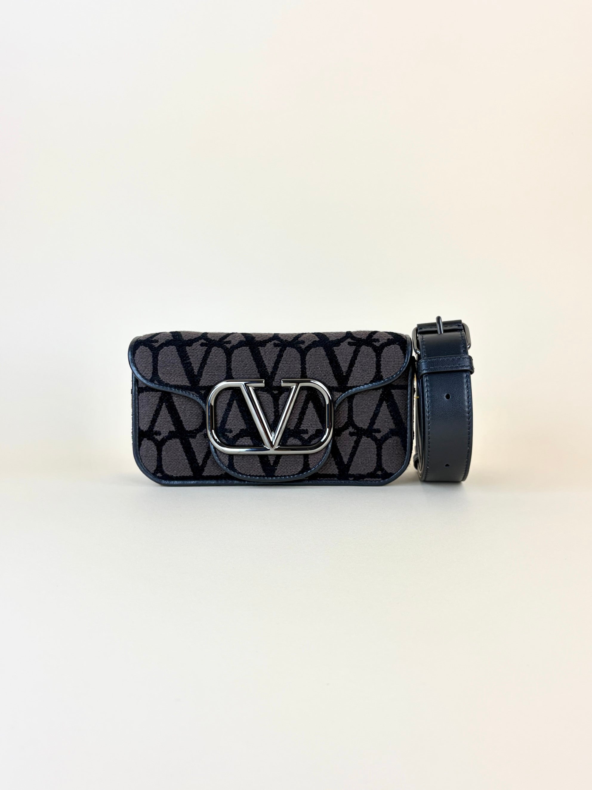 Valentino gravani vlogo Toile Iconographer black/brown canvas and leather