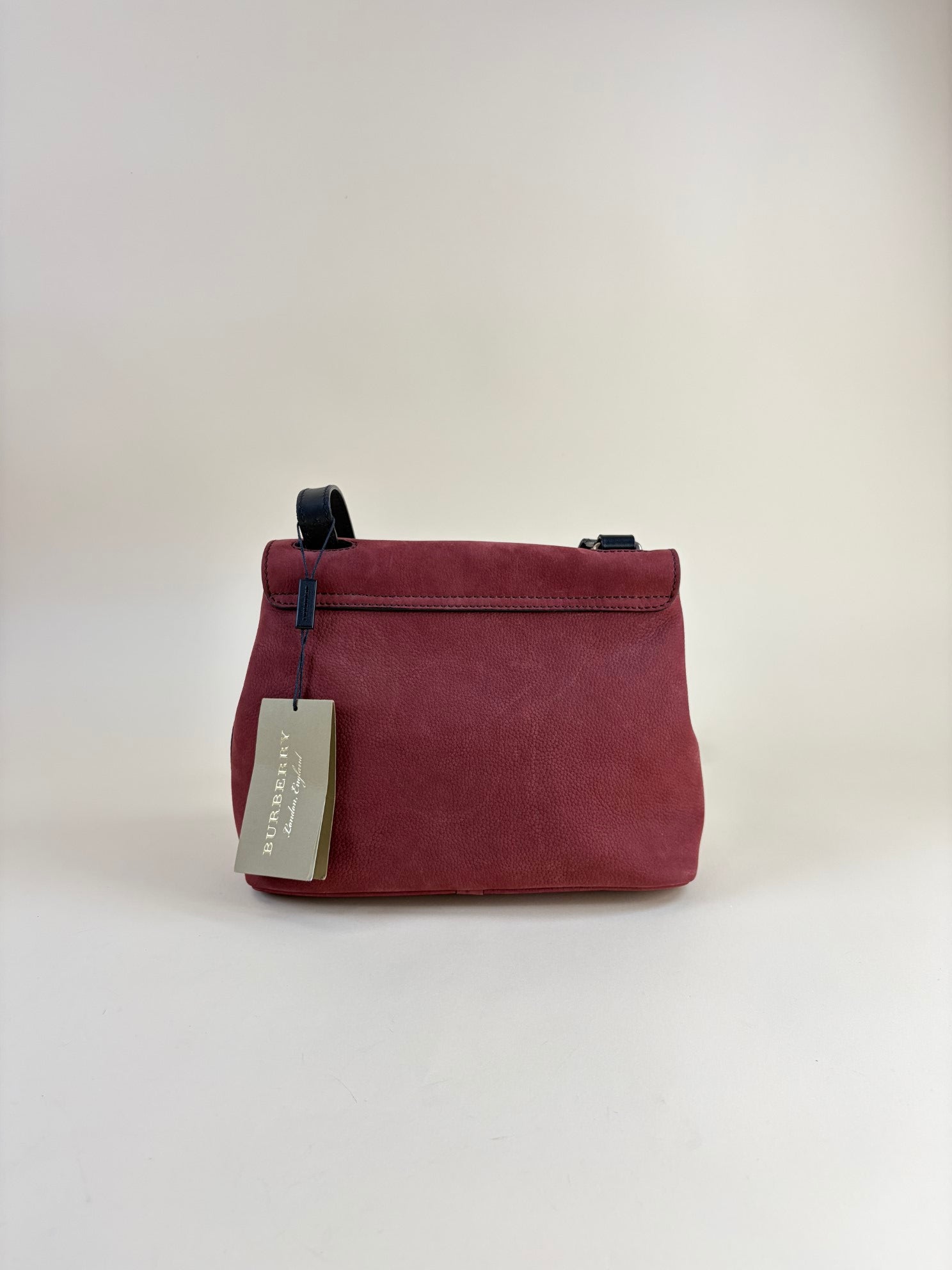 Burberry Red Shellwood Suede Buckle Flap Crossbody Bag