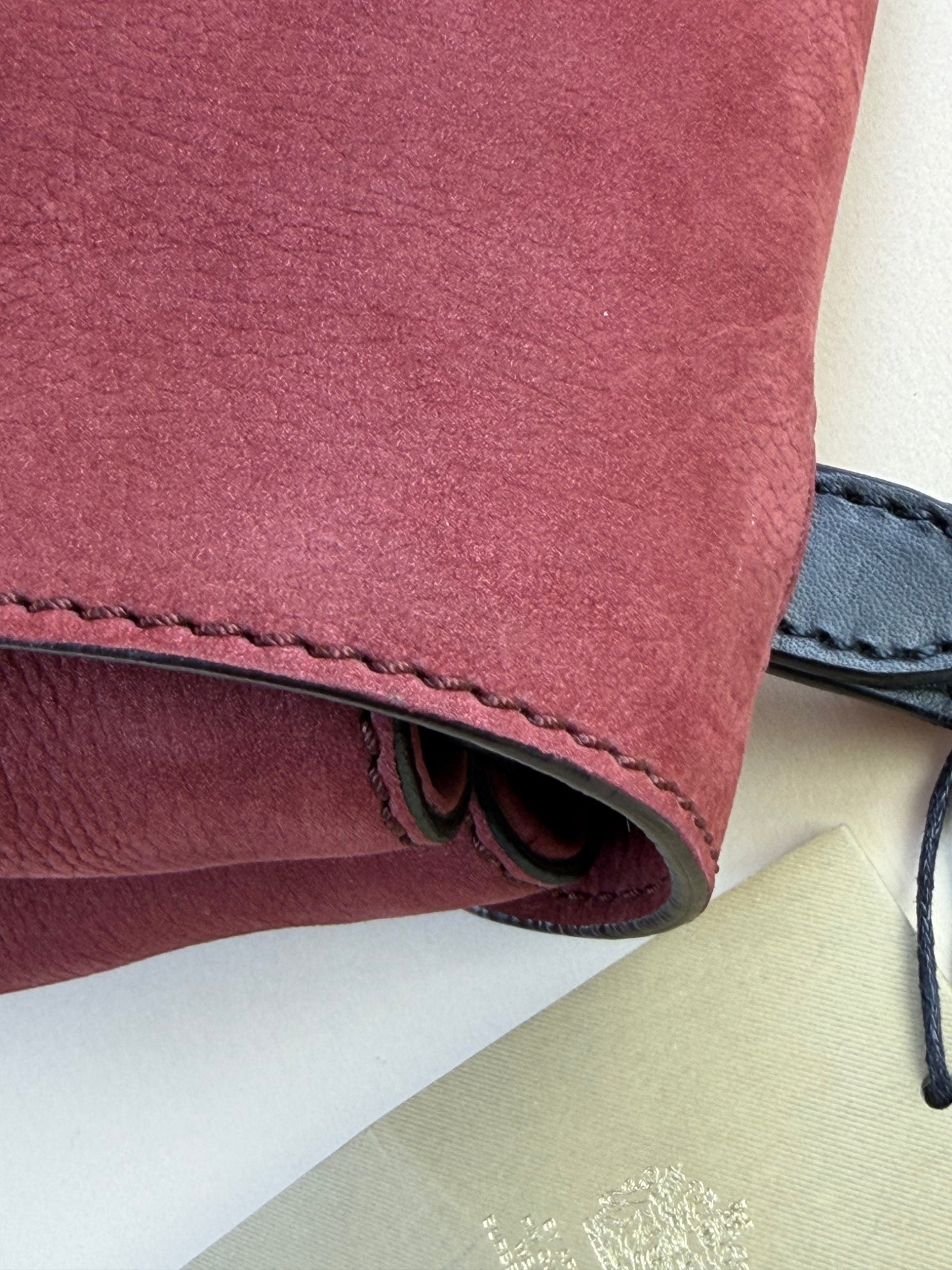 Burberry Red Shellwood Suede Buckle Flap Crossbody Bag