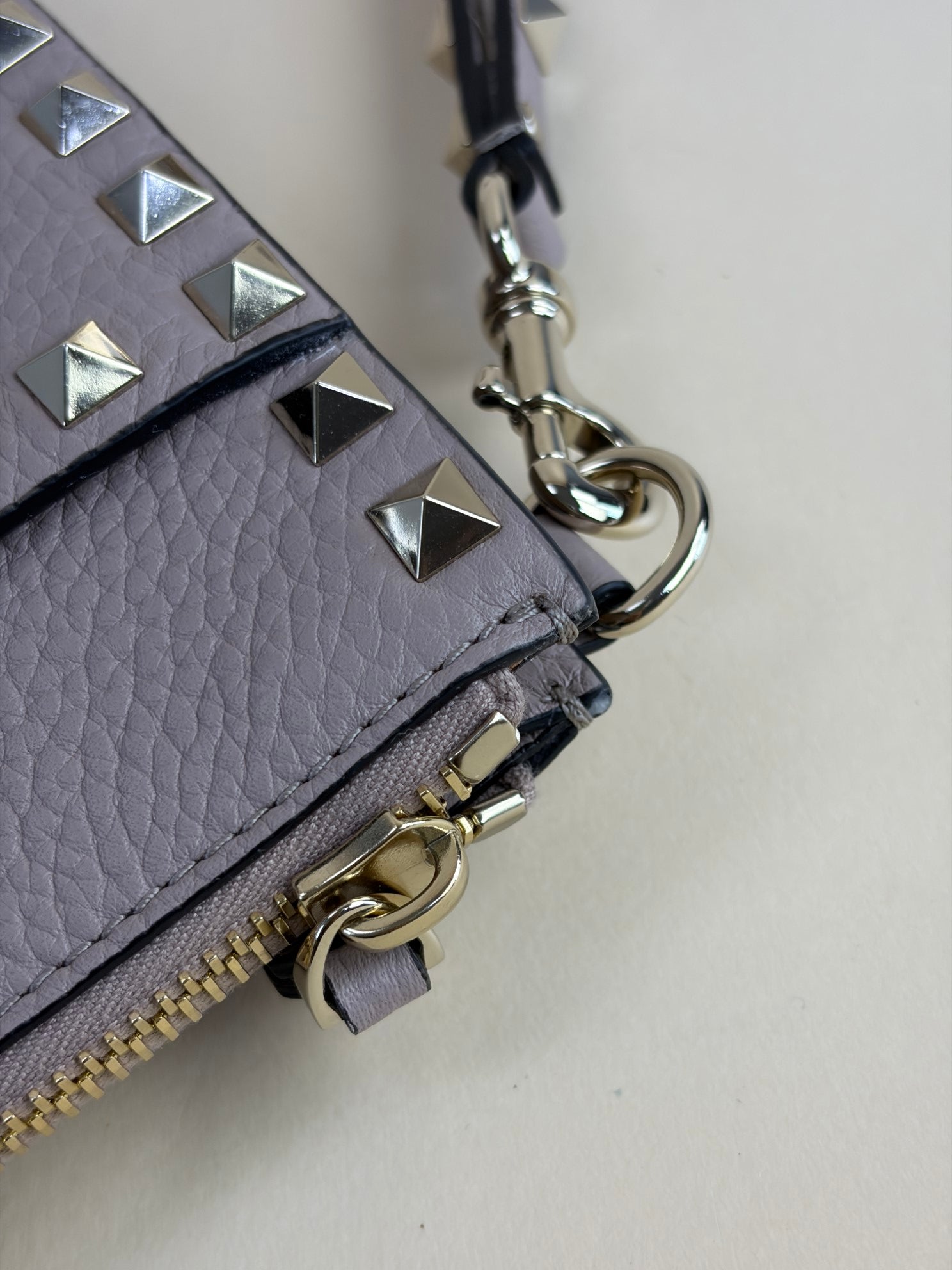 Valentino euro pebbled calfskin medium rock stud flap pouch
