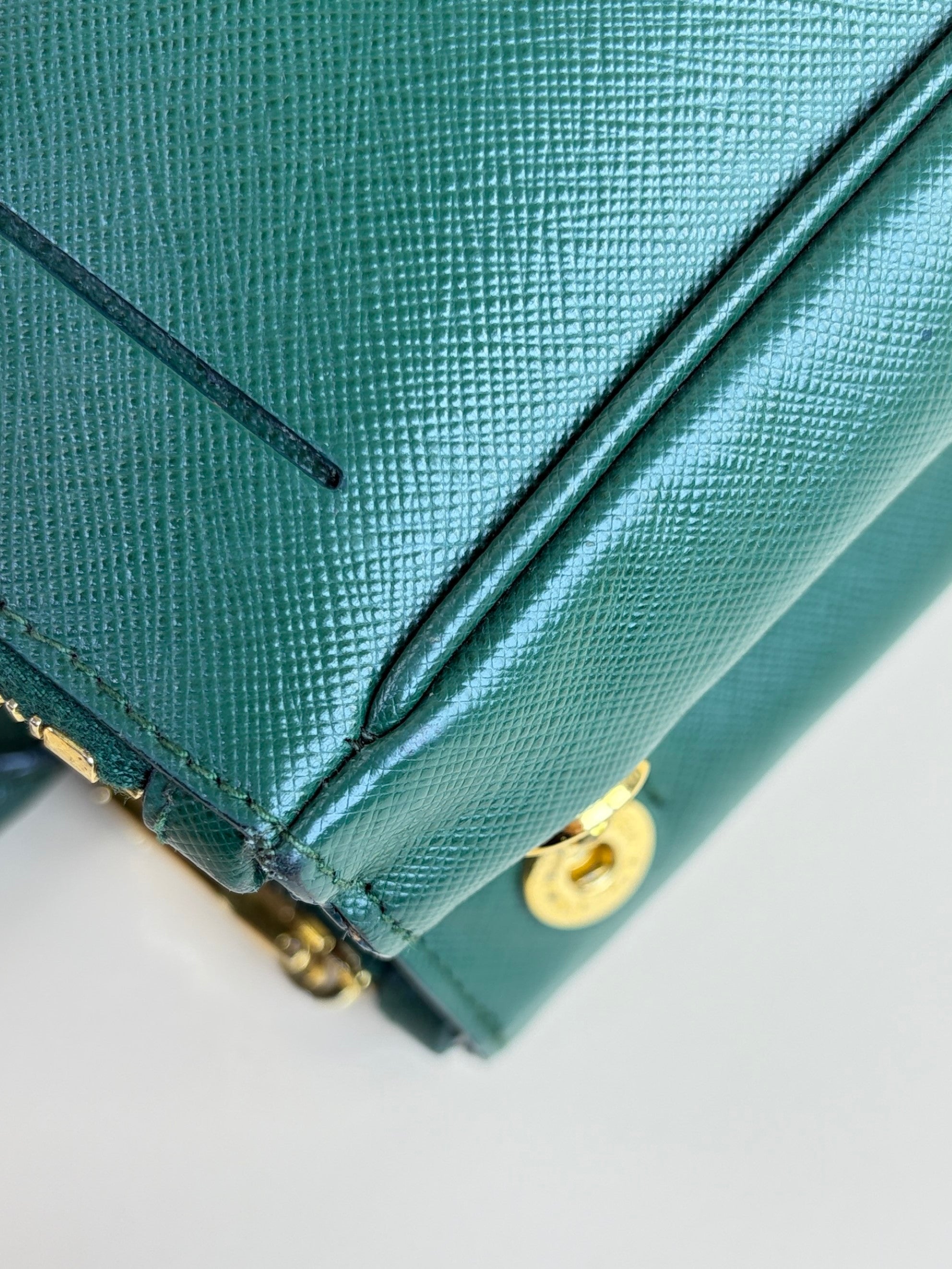 Prada biliardo saffanio leather double zip small tote bag