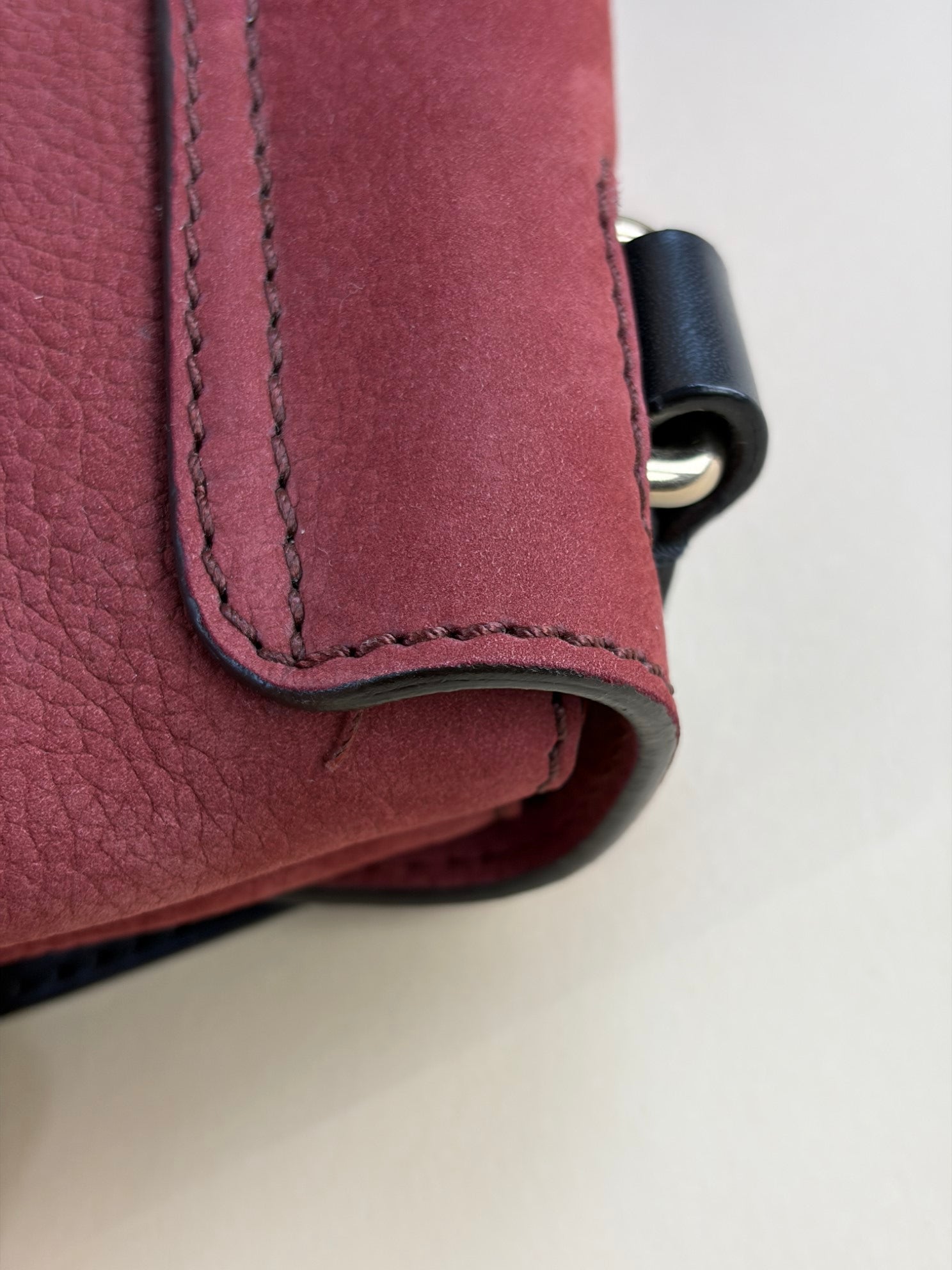 Burberry Red Shellwood Suede Buckle Flap Crossbody Bag