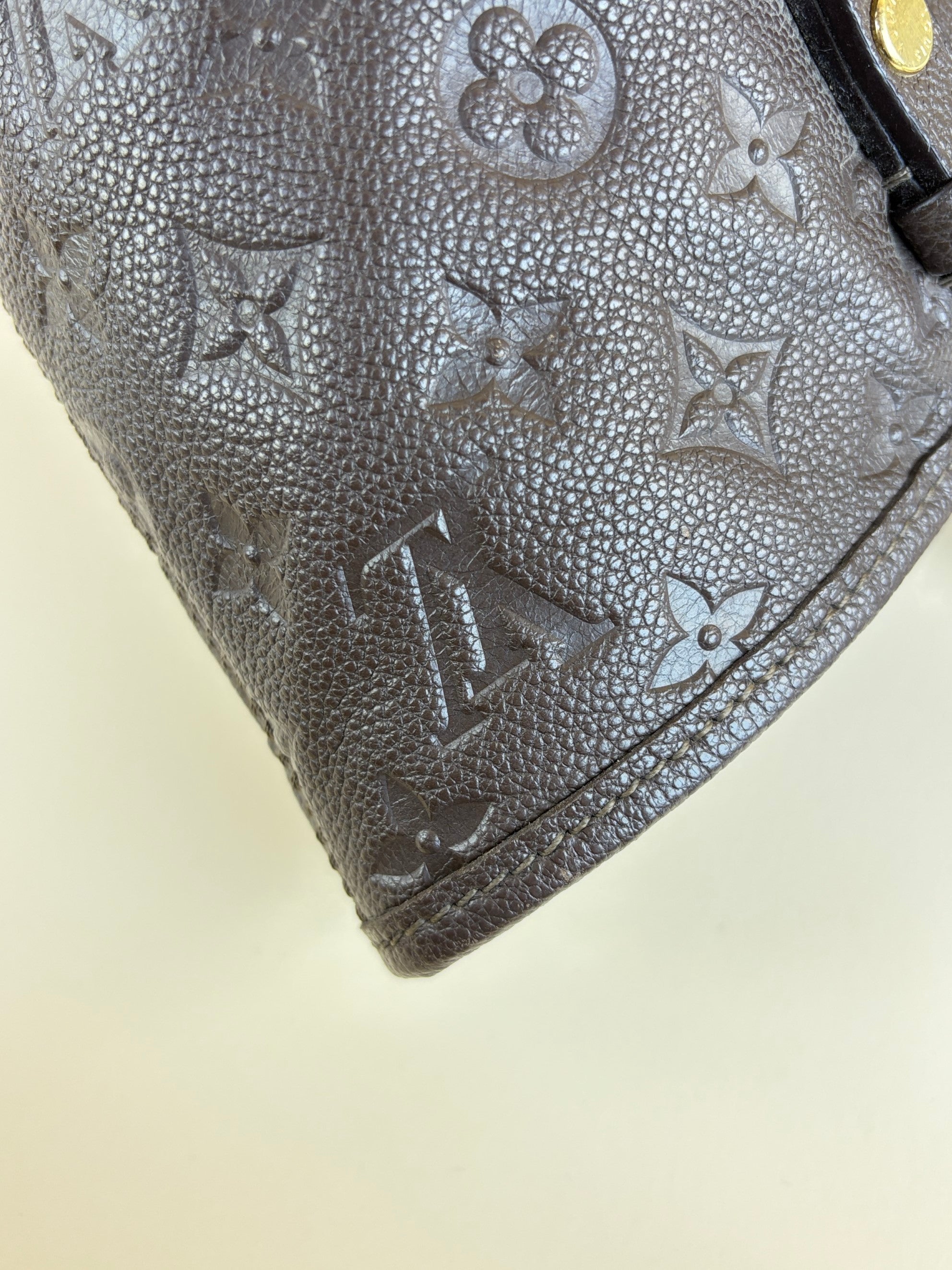 louis Vuitton choclate brown monogram empreinte leather citadine