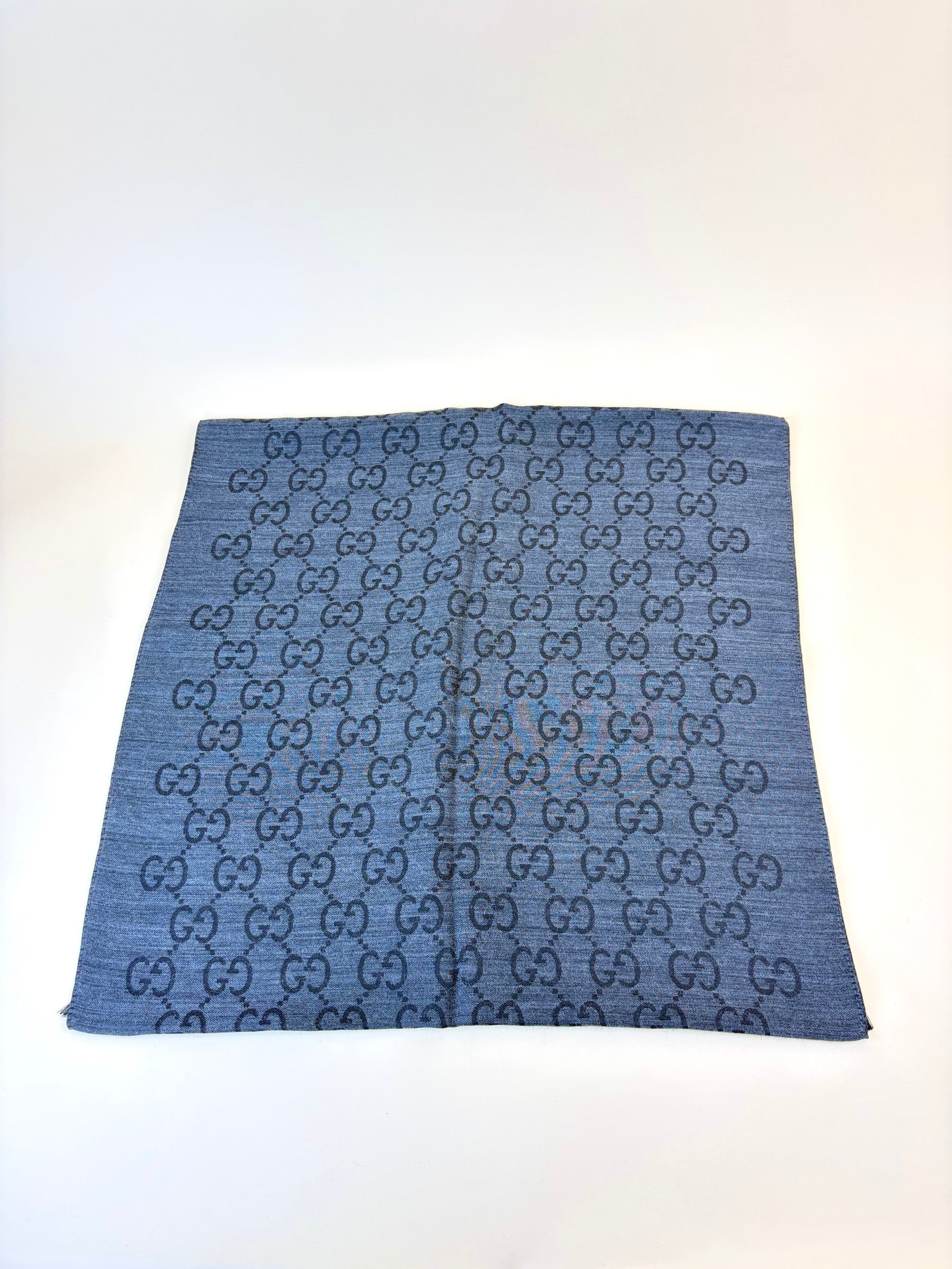 Gucci grey &black GG monogram silk Scarf