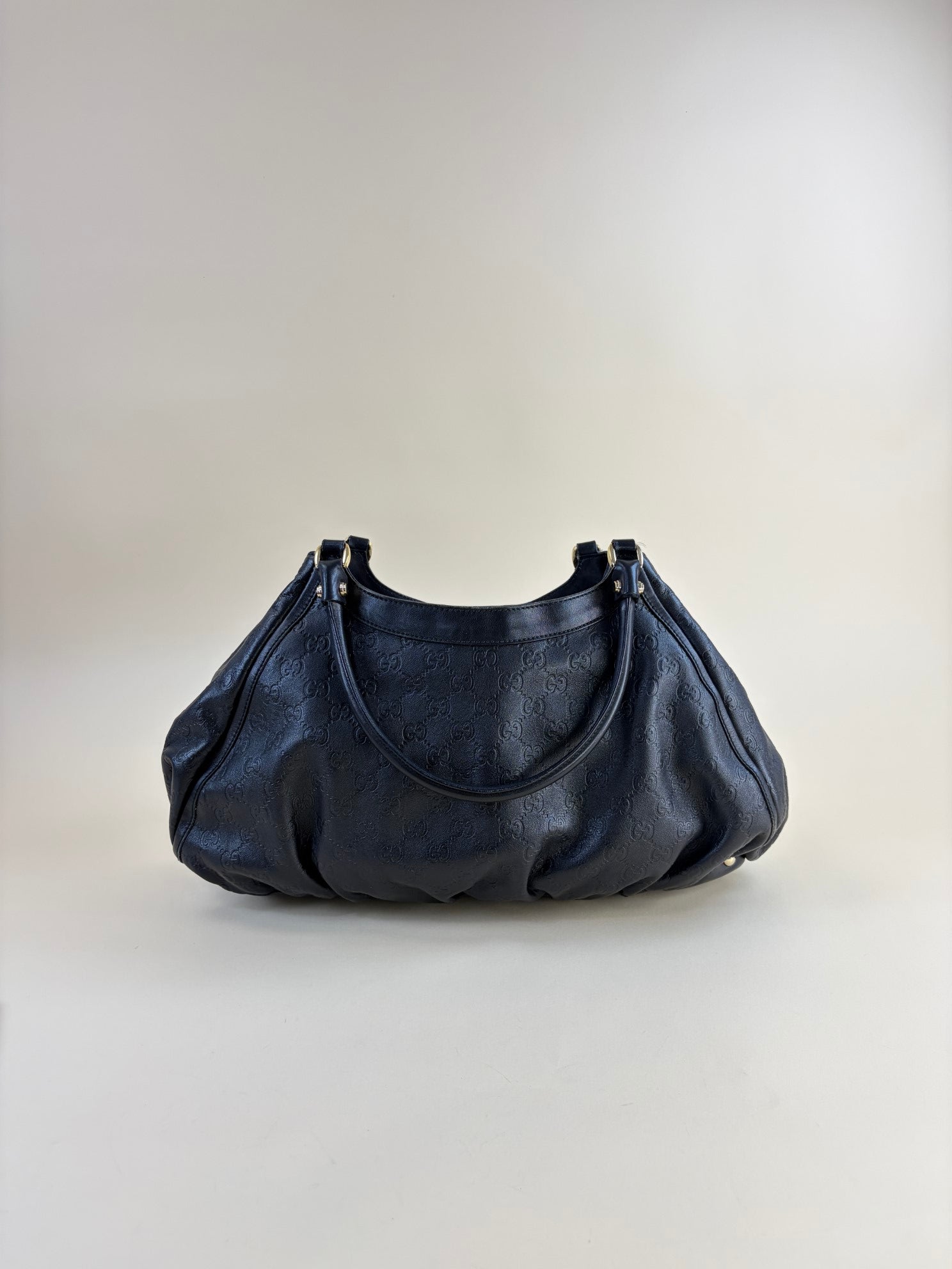 Gucci Black Guccissima D-Ring Hobo Large Bag