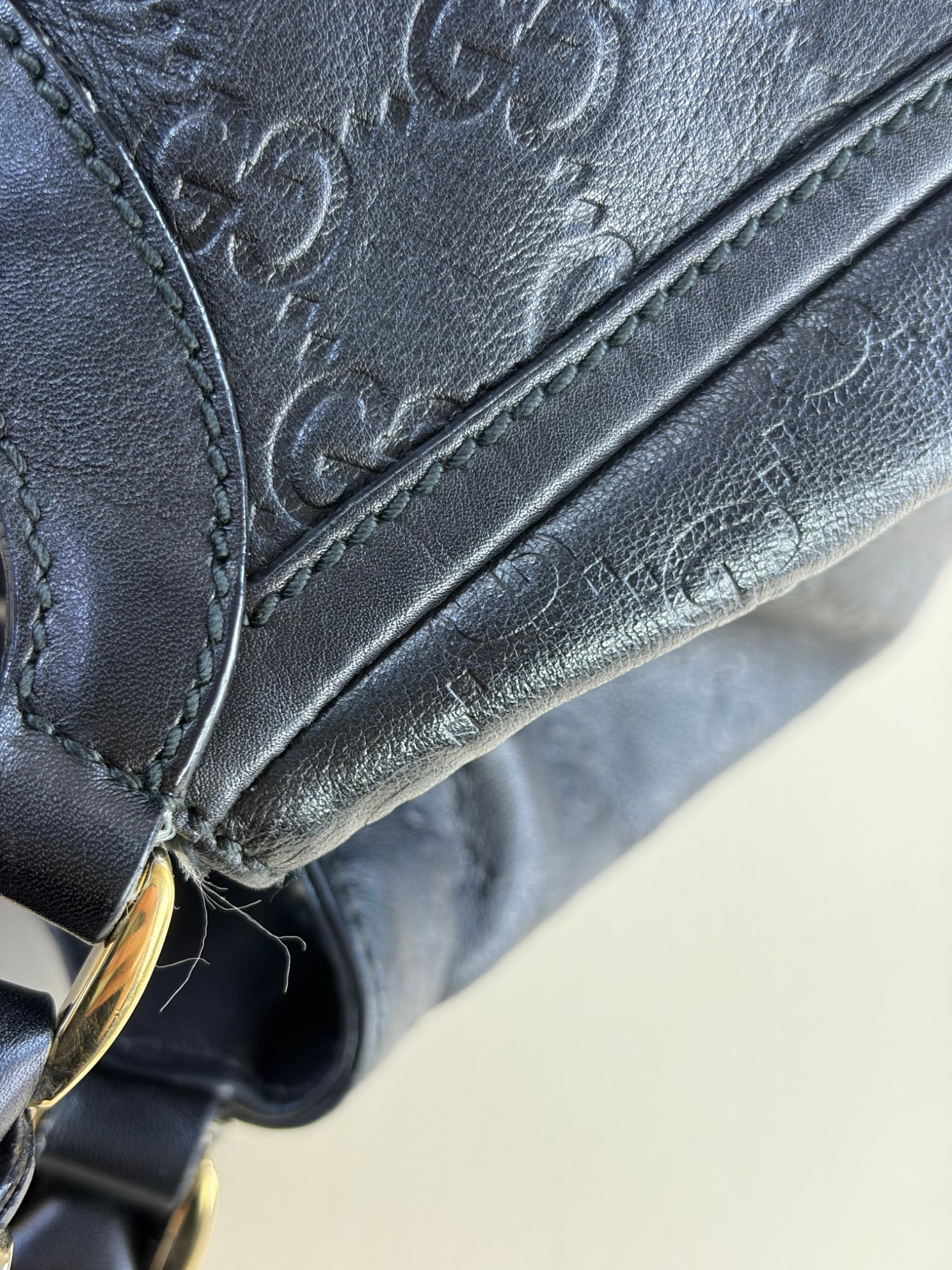 Gucci Black Guccissima D-Ring Hobo Large Bag