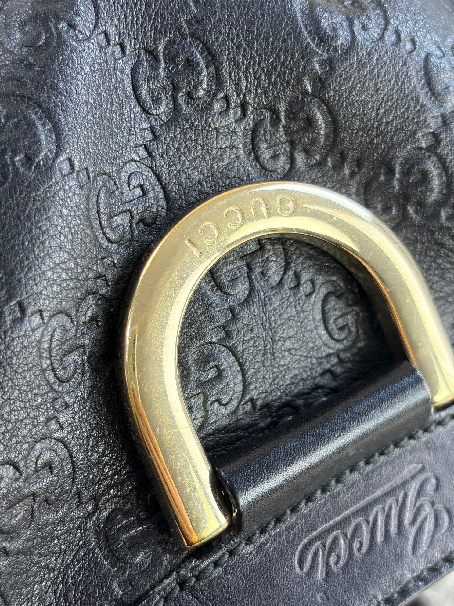 Gucci Black Guccissima D-Ring Hobo Large Bag