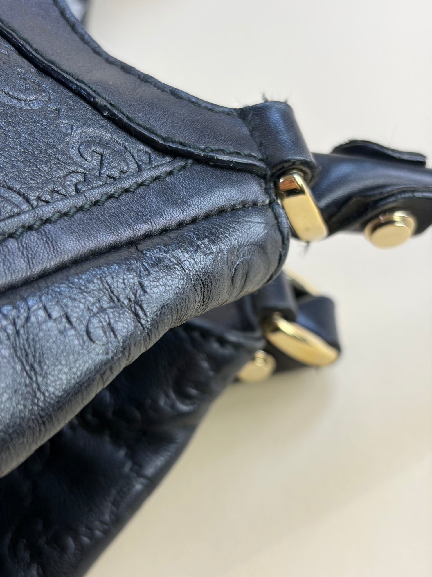 Gucci Black Guccissima D-Ring Hobo Large Bag