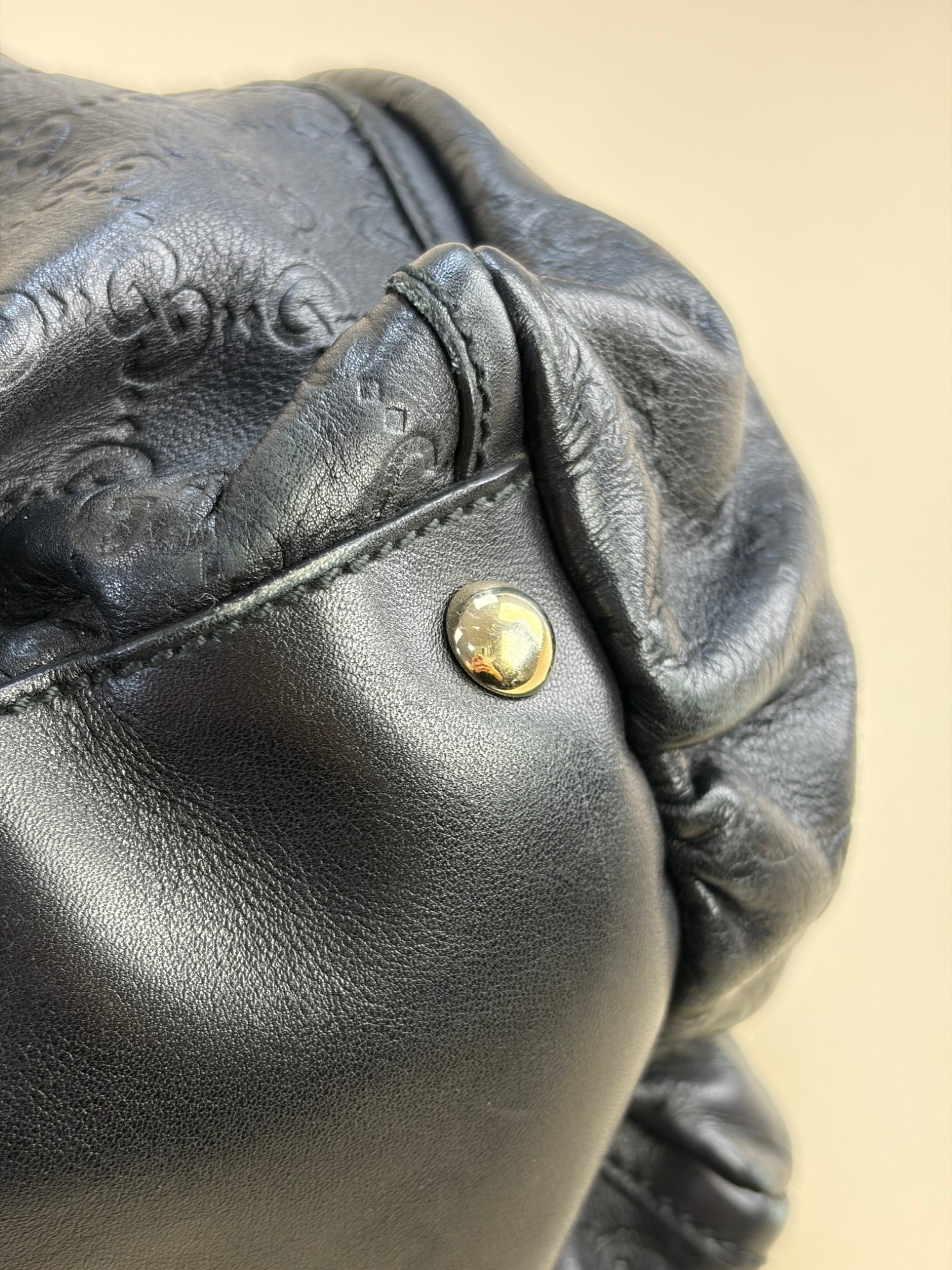 Gucci Black Guccissima D-Ring Hobo Large Bag