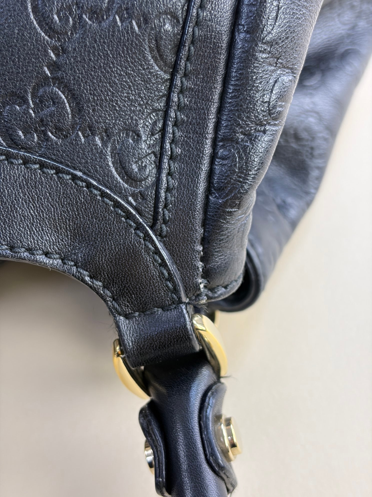 Gucci Black Guccissima D-Ring Hobo Large Bag