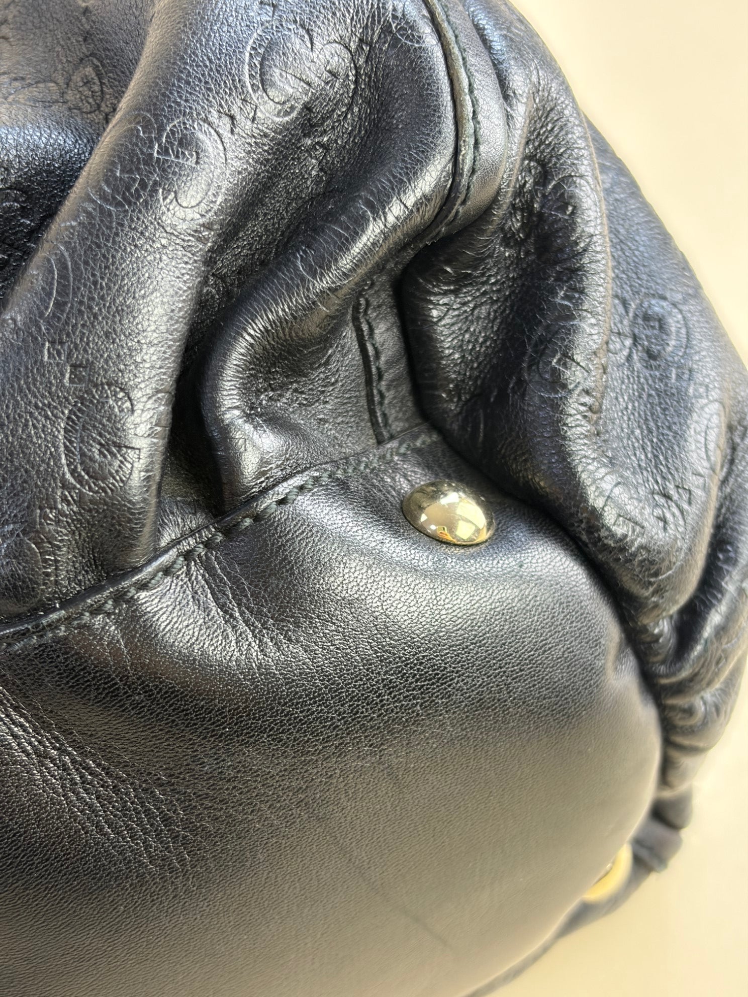 Gucci Black Guccissima D-Ring Hobo Large Bag