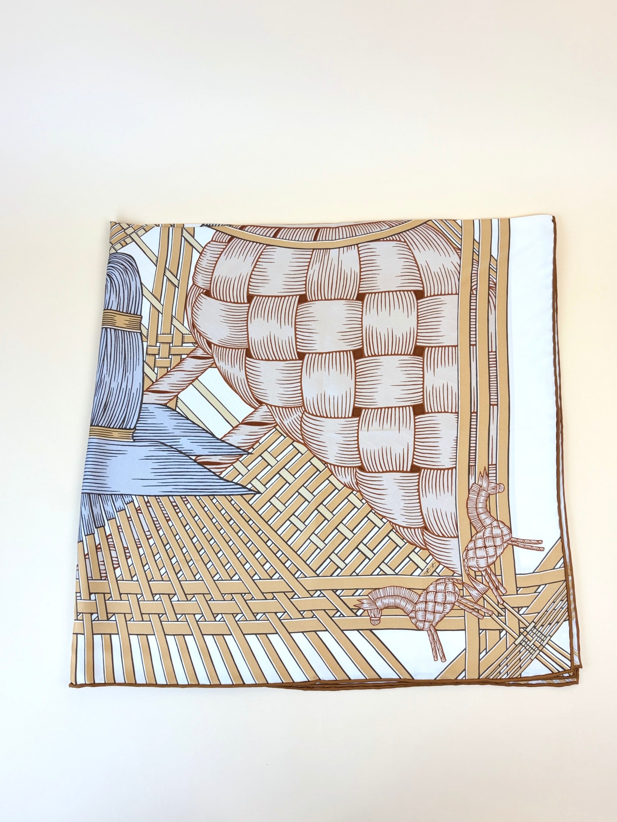 Hermes multi color beige/gray silk Masan &Masan
