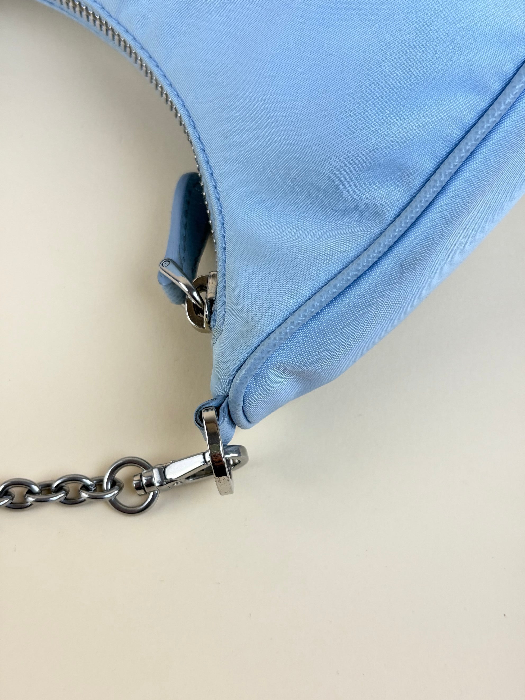 Prada baby blue nylon re-edition bag